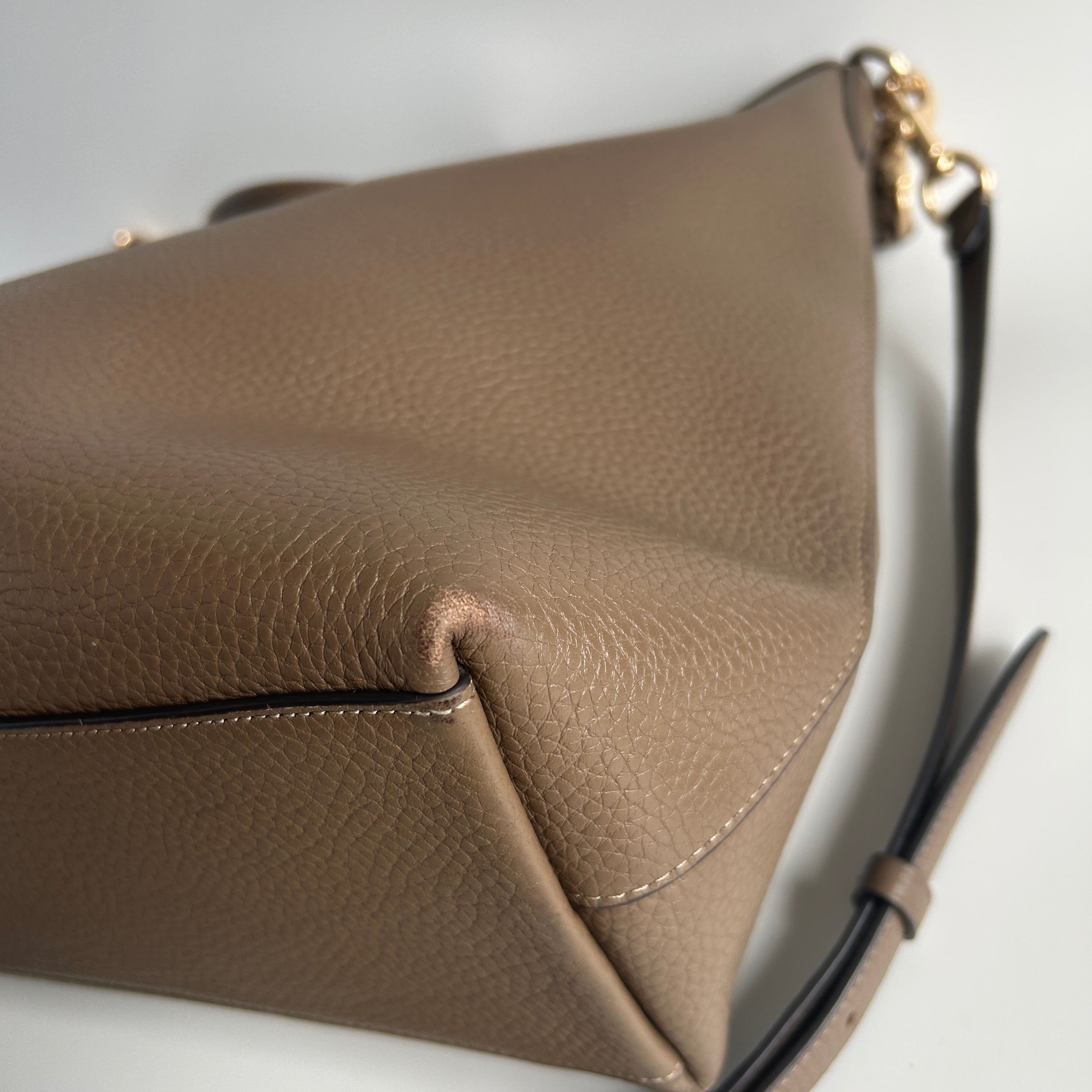 Coach Laurel Large Brown Pebble Leather Shoulder Bag CY684 Good