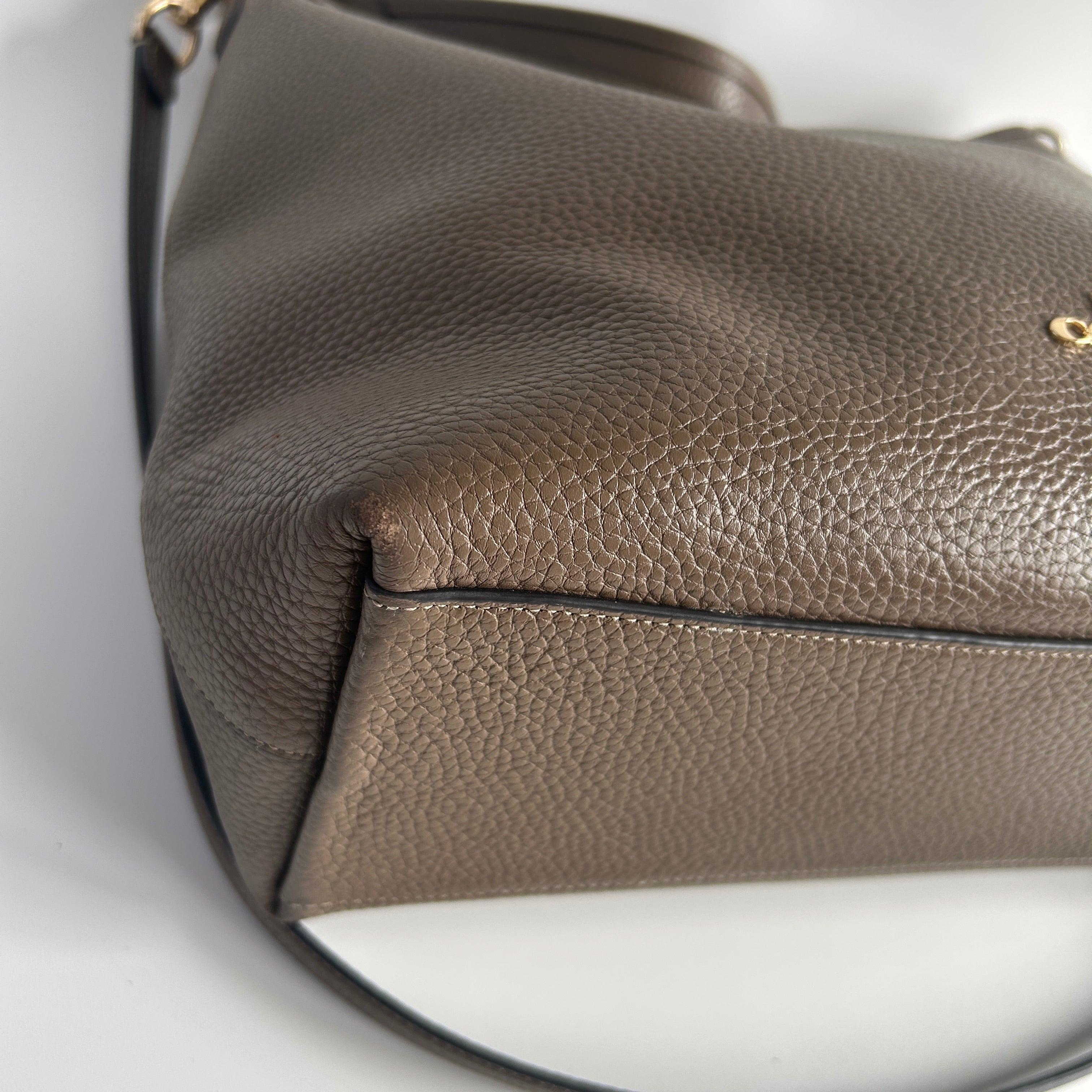 Coach Laurel Large Brown Pebble Leather Shoulder Bag CY684 Good