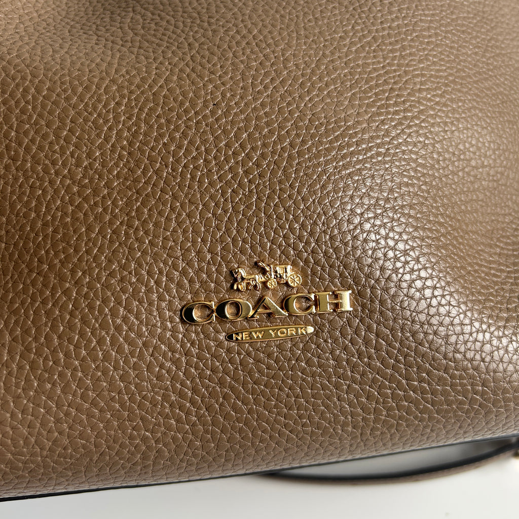 Coach Laurel Large Brown Pebble Leather Shoulder Bag CY684 Good