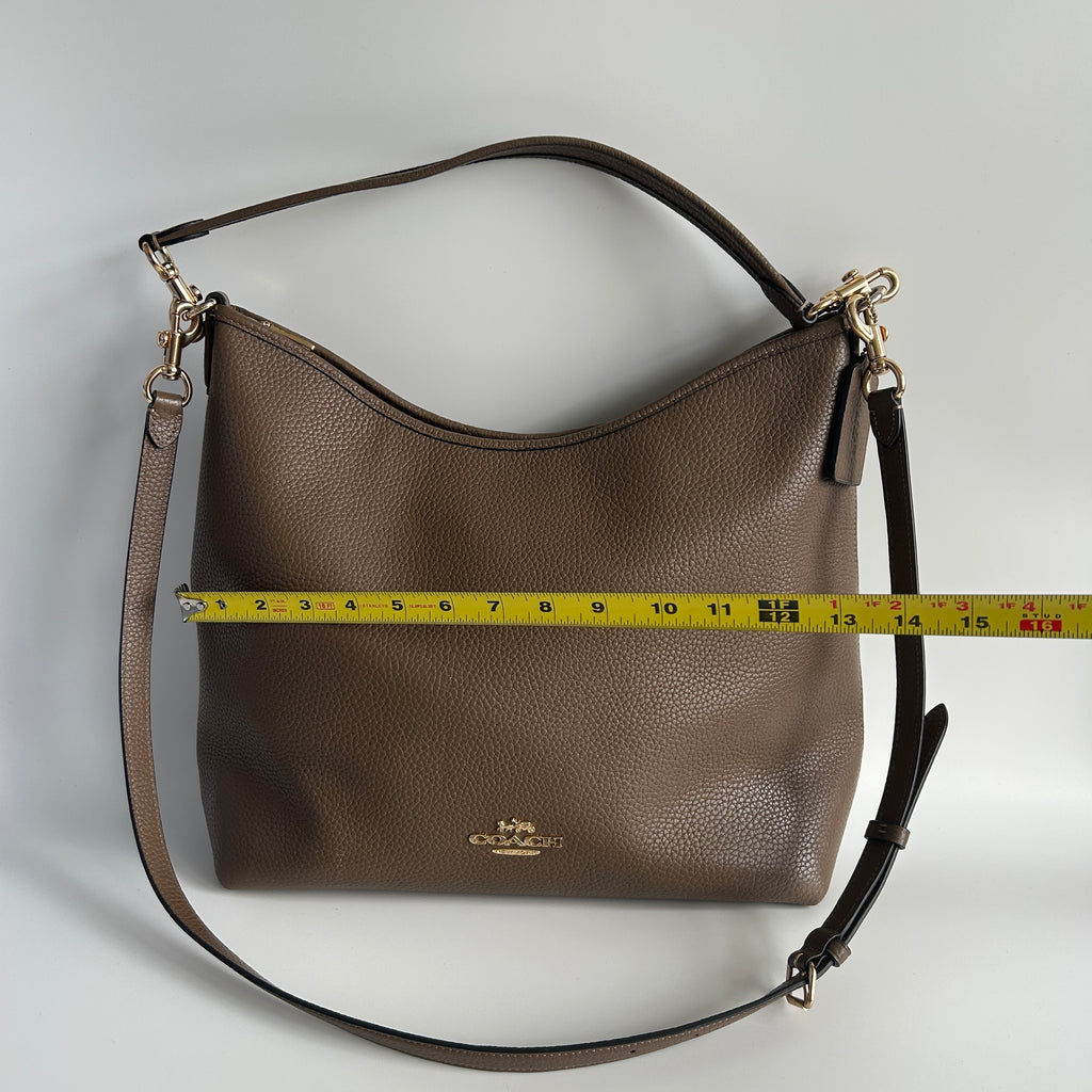 Coach Laurel Large Brown Pebble Leather Shoulder Bag CY684 Good