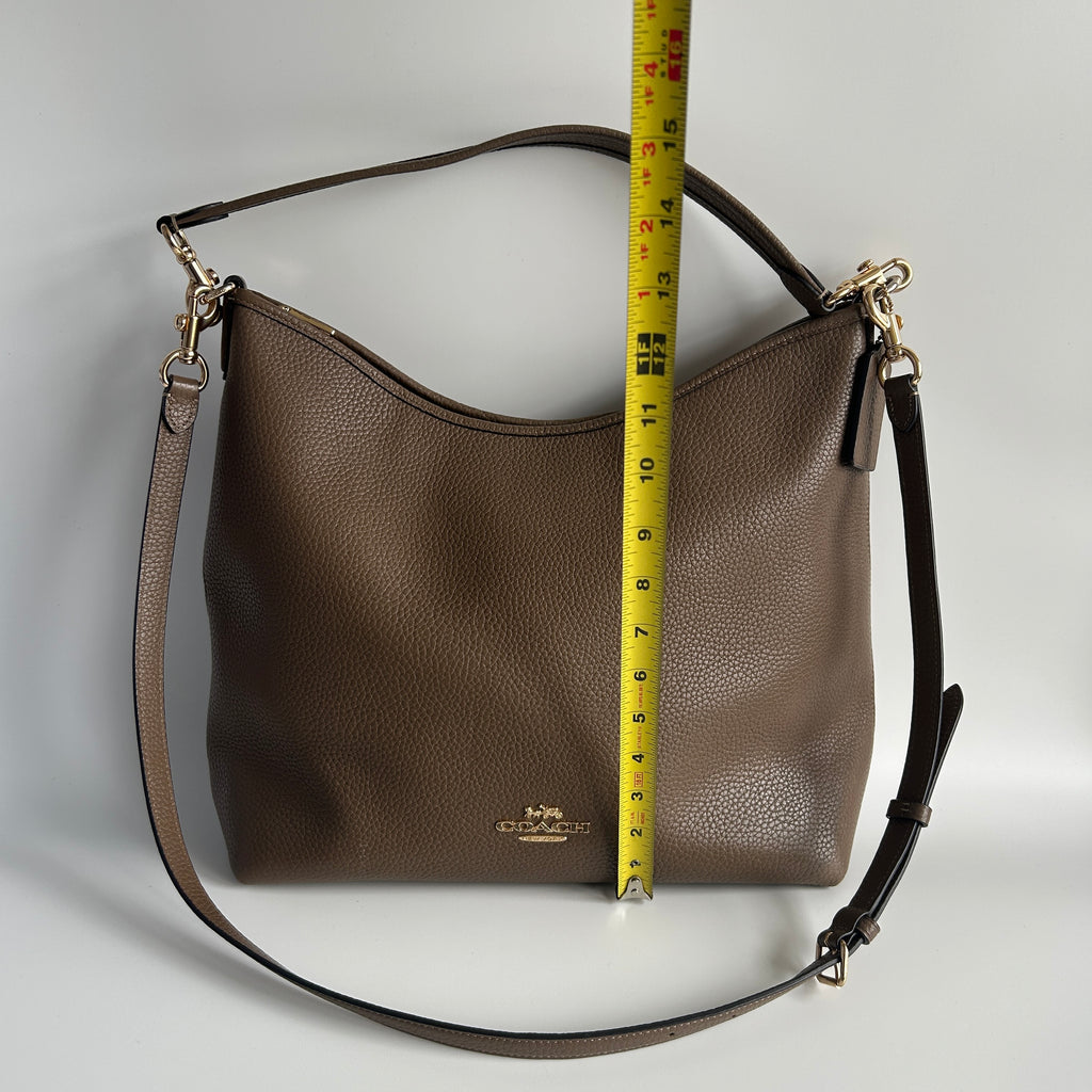 Coach Laurel Large Brown Pebble Leather Shoulder Bag CY684 Good