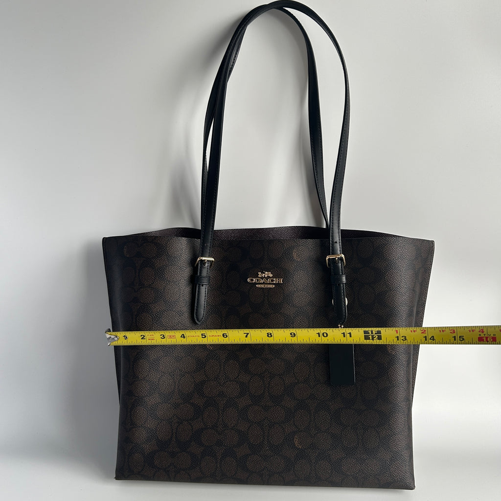 Coach Mollie Tote Brown Black Signature Canvas Leather Bag 1665 Good