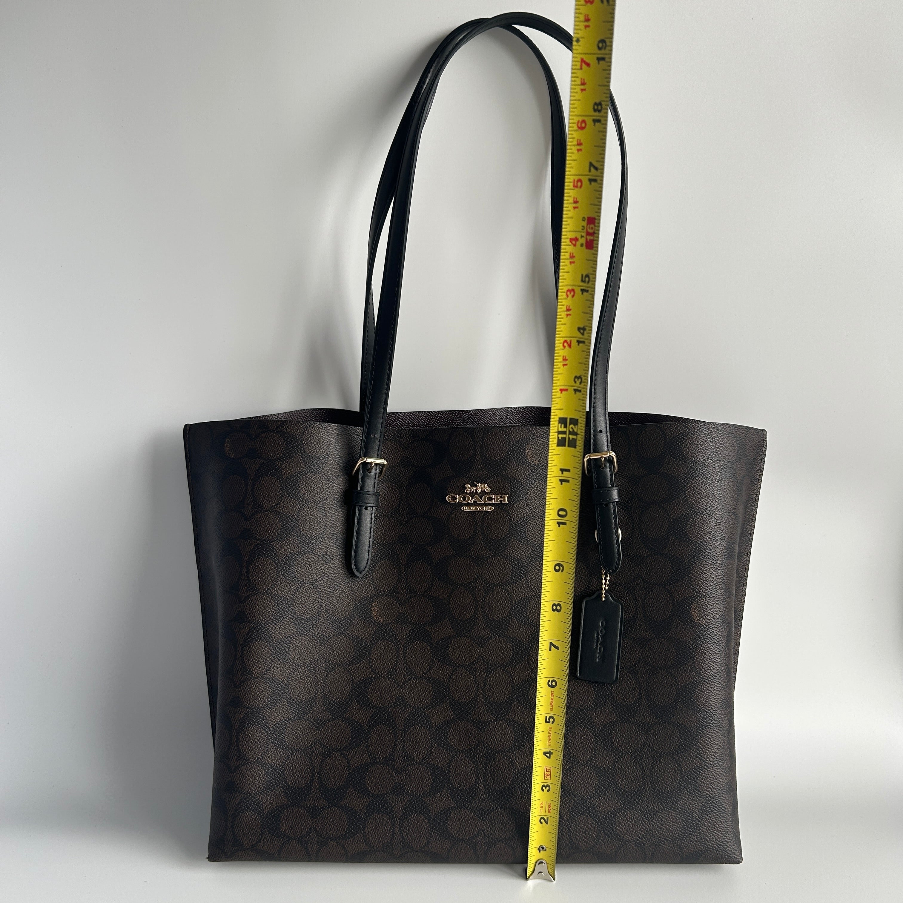 Coach Mollie Tote Brown Black Signature Canvas Leather Bag 1665 Good