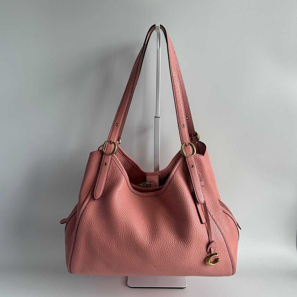 Coach Lori Pink Pebble Leather Shoulder Bag C4824 Good