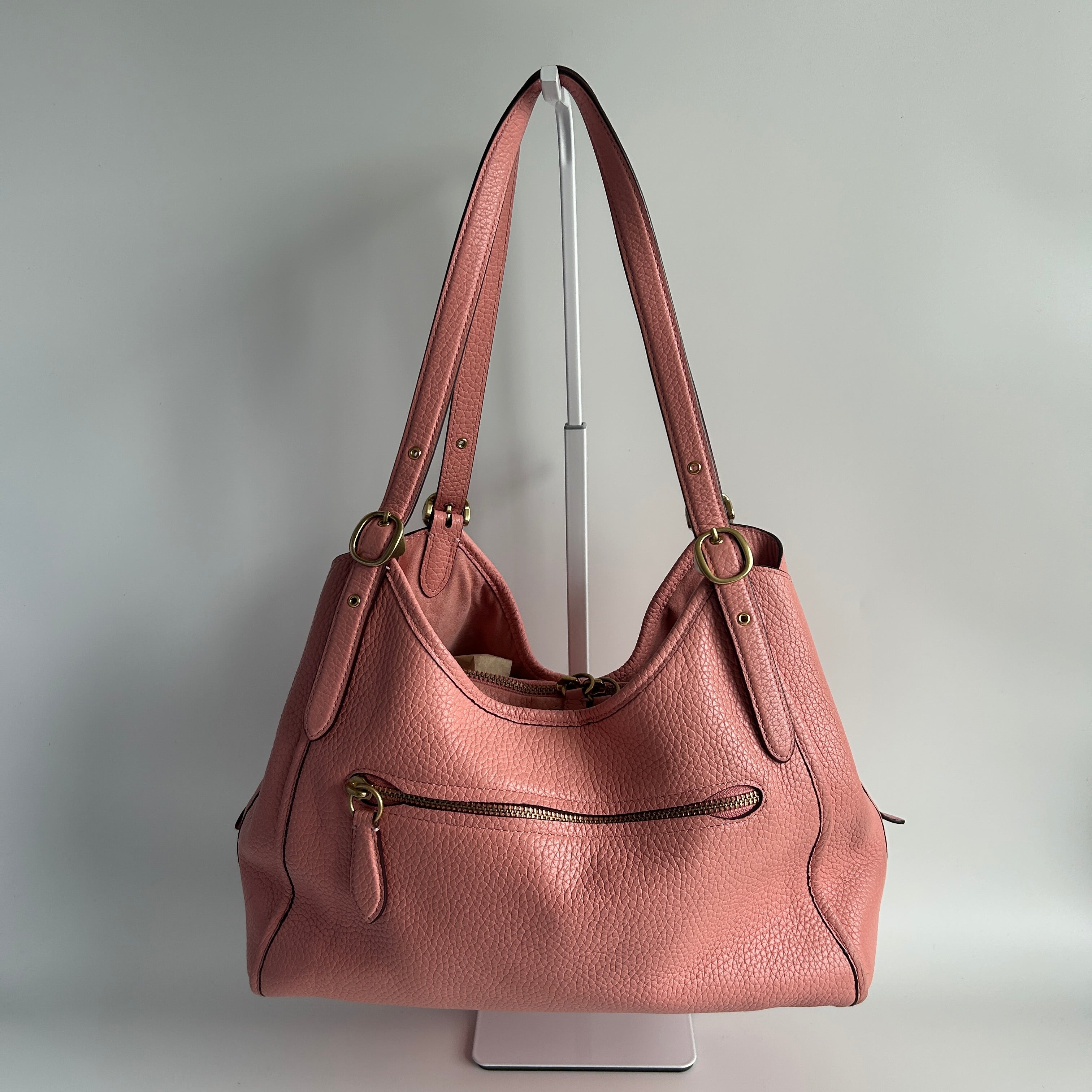 Coach Lori Pink Pebble Leather Shoulder Bag C4824 Good