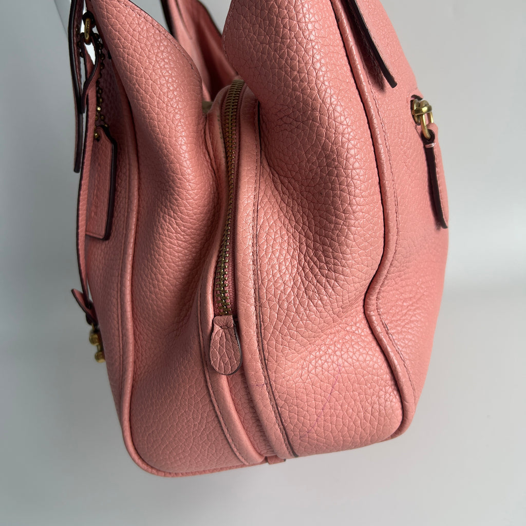 Coach Lori Pink Pebble Leather Shoulder Bag C4824 Good