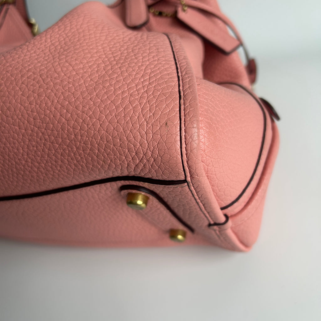 Coach Lori Pink Pebble Leather Shoulder Bag C4824 Good