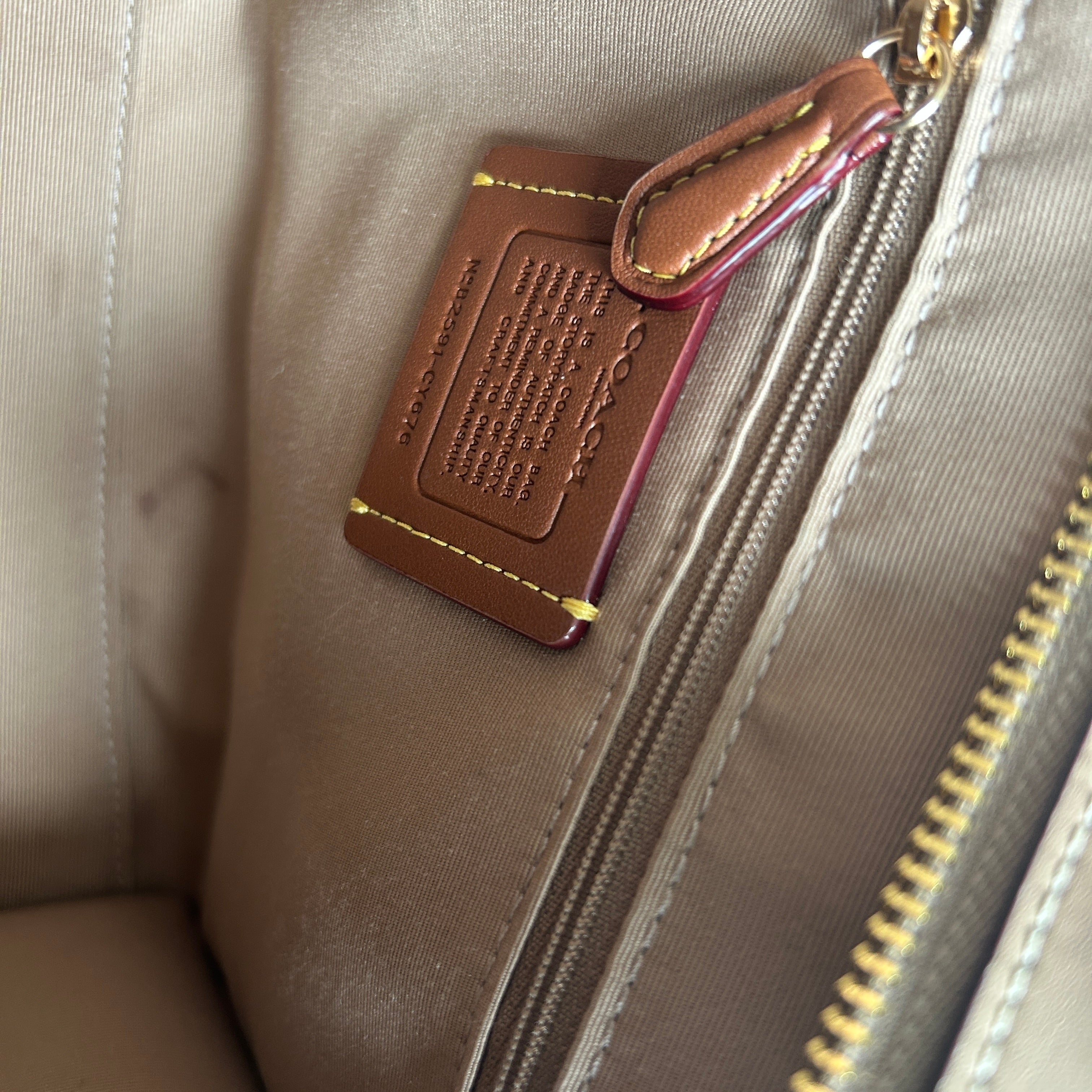 Coach Maggie Small Tote Tan Chalk Blocked Signature Canvas Bag CY676 Good