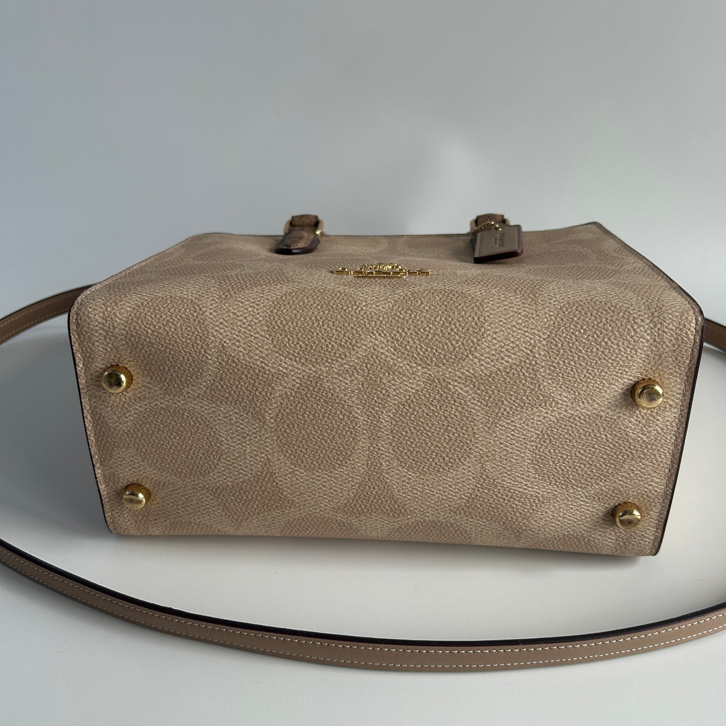 Coach Maggie Small Tote Tan Chalk Blocked Signature Canvas Bag CY676 Good