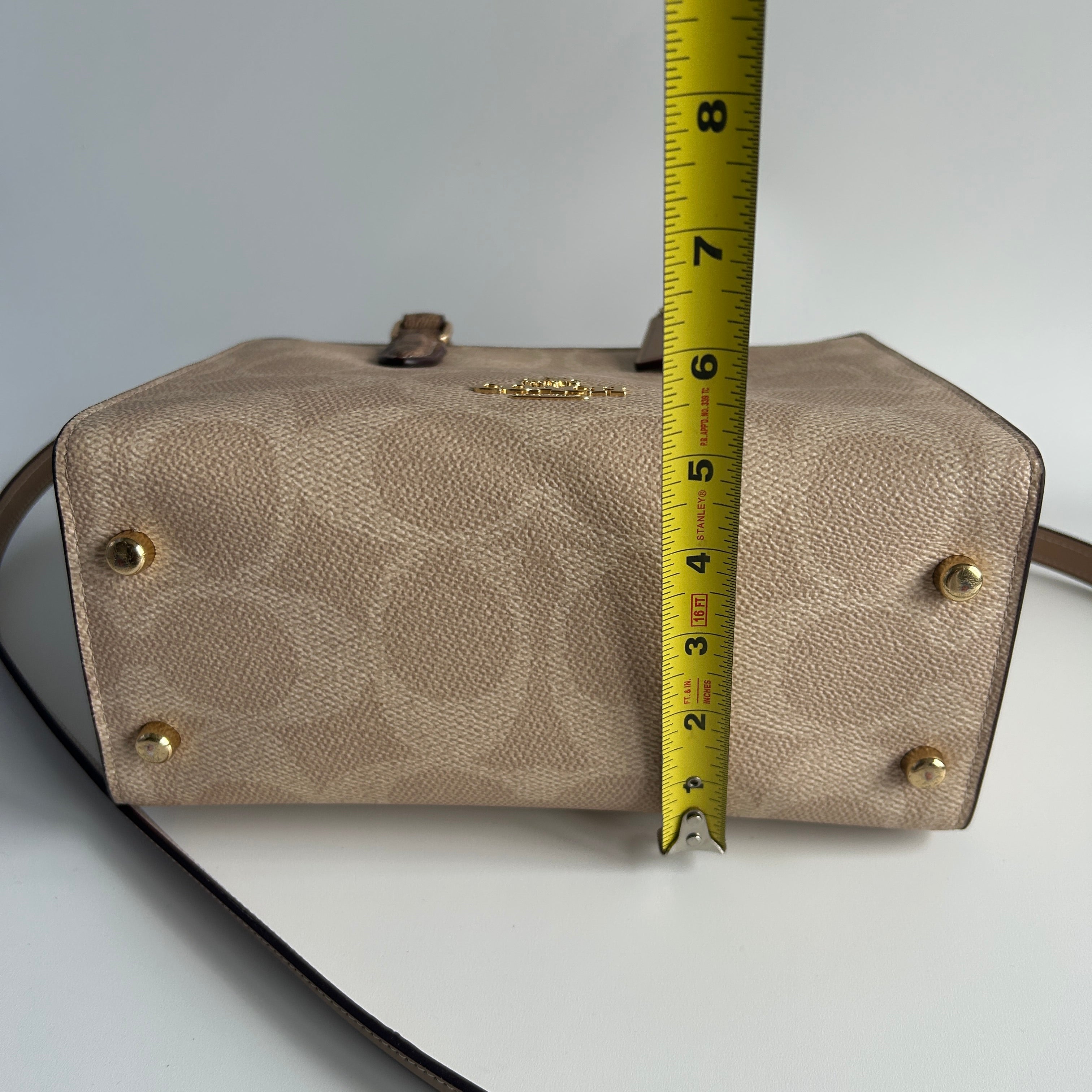 Coach Maggie Small Tote Tan Chalk Blocked Signature Canvas Bag CY676 Good