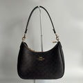 Coach Teri Shoulder Bag Brown Black Signature Canvas C1940 Good