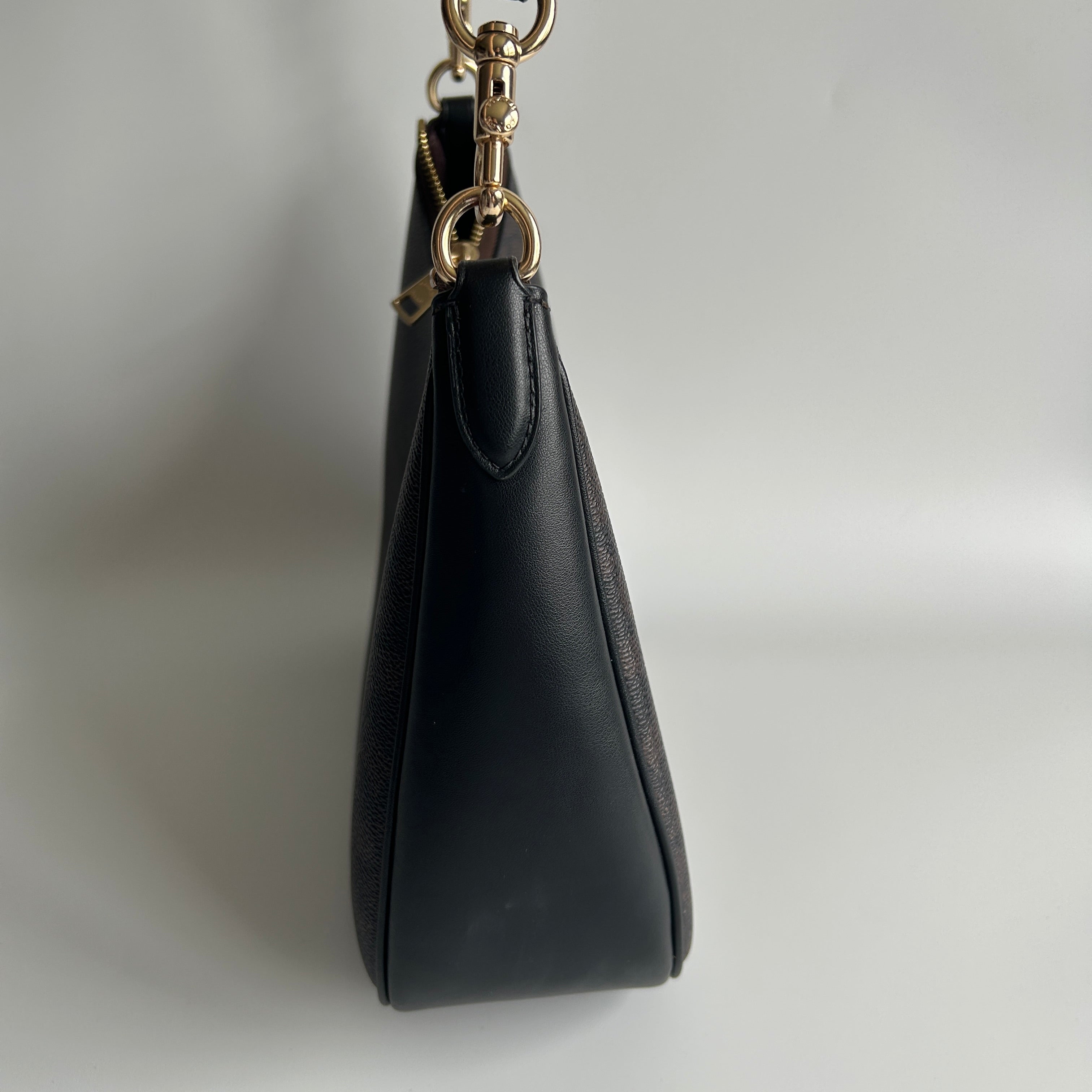Coach Teri Shoulder Bag Brown Black Signature Canvas C1940 Good