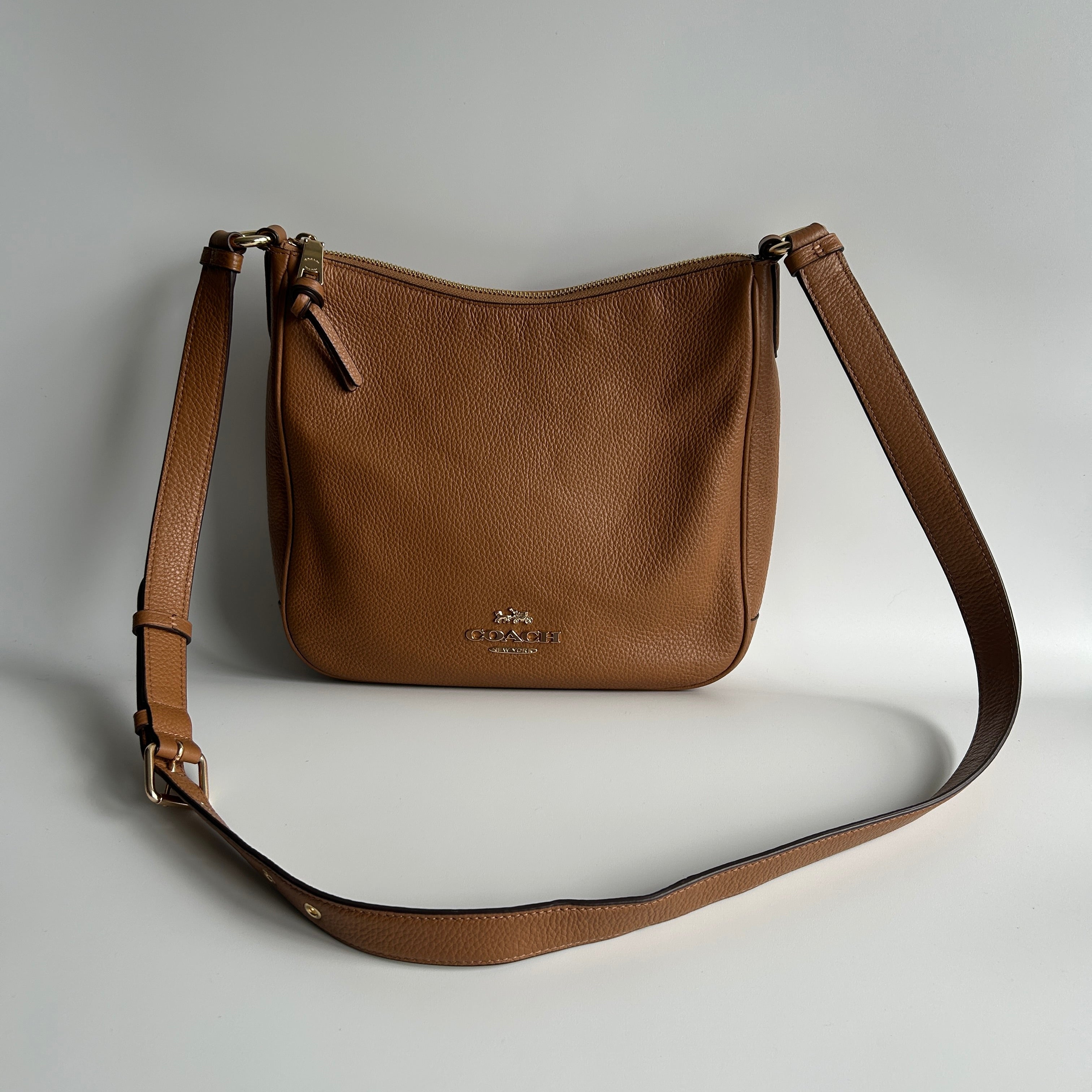 Coach Ellie File Bag Saddle Brown Pebbled Leather Crossbody C1648 Excellent