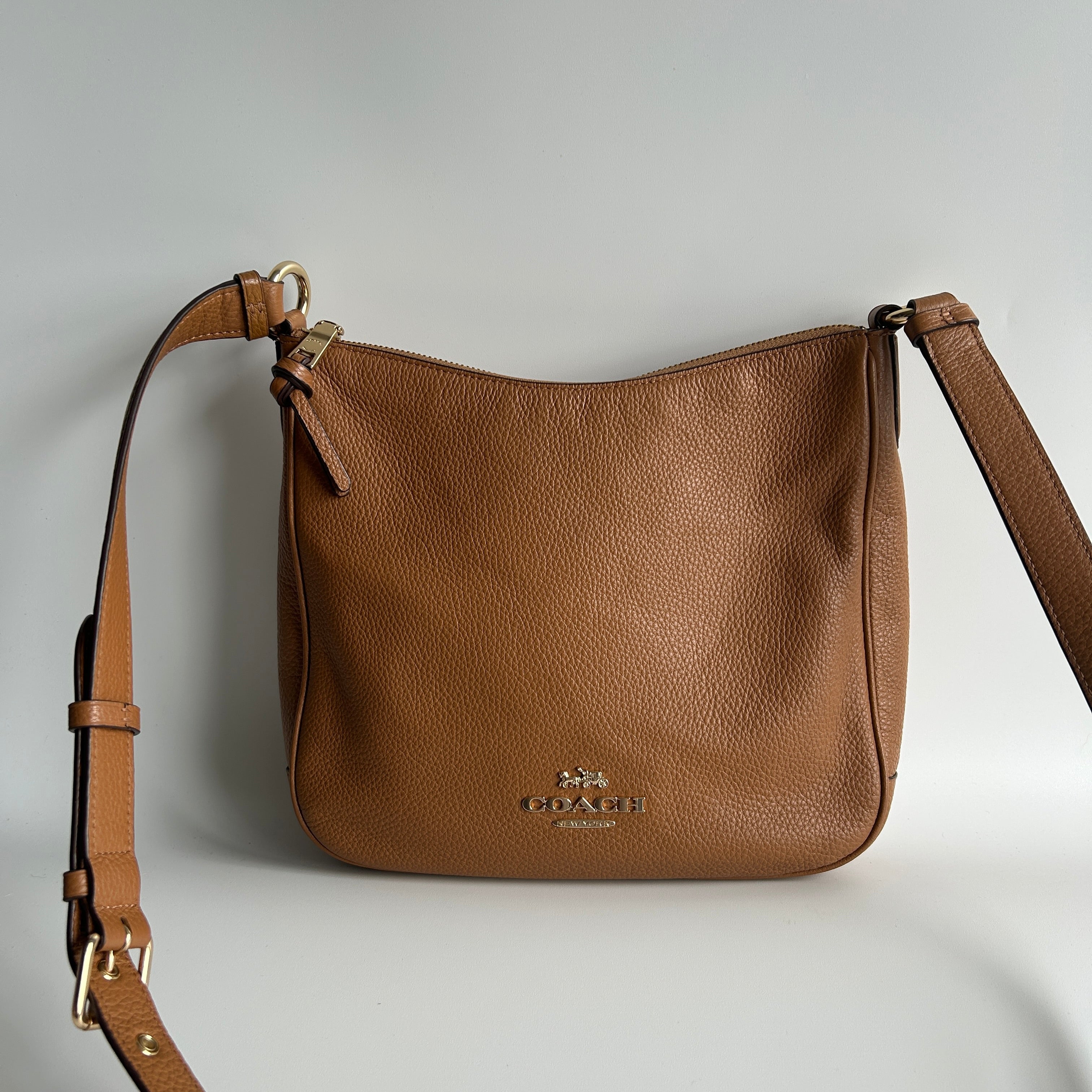 Coach Ellie File Bag Saddle Brown Pebbled Leather Crossbody C1648 Excellent