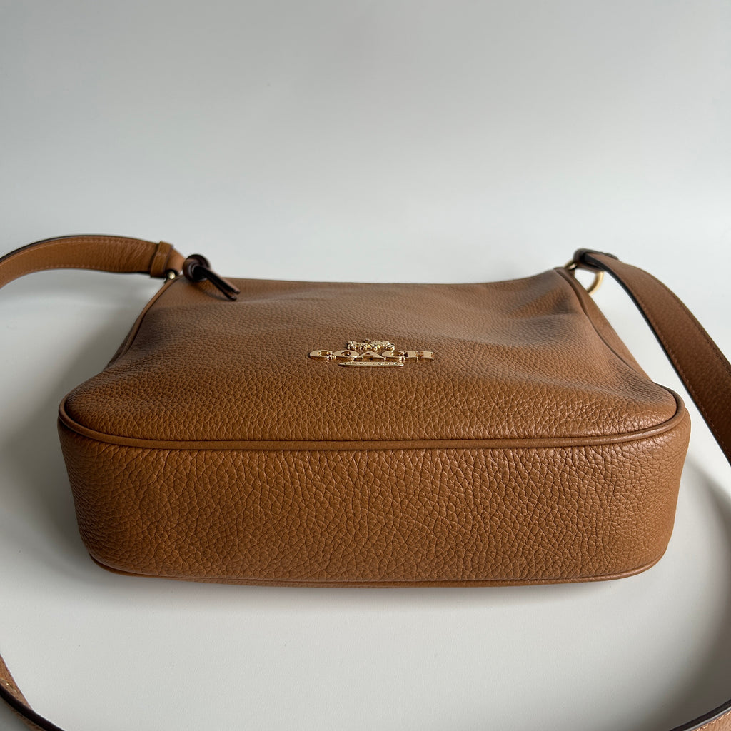 Coach Ellie File Bag Saddle Brown Pebbled Leather Crossbody C1648 Excellent