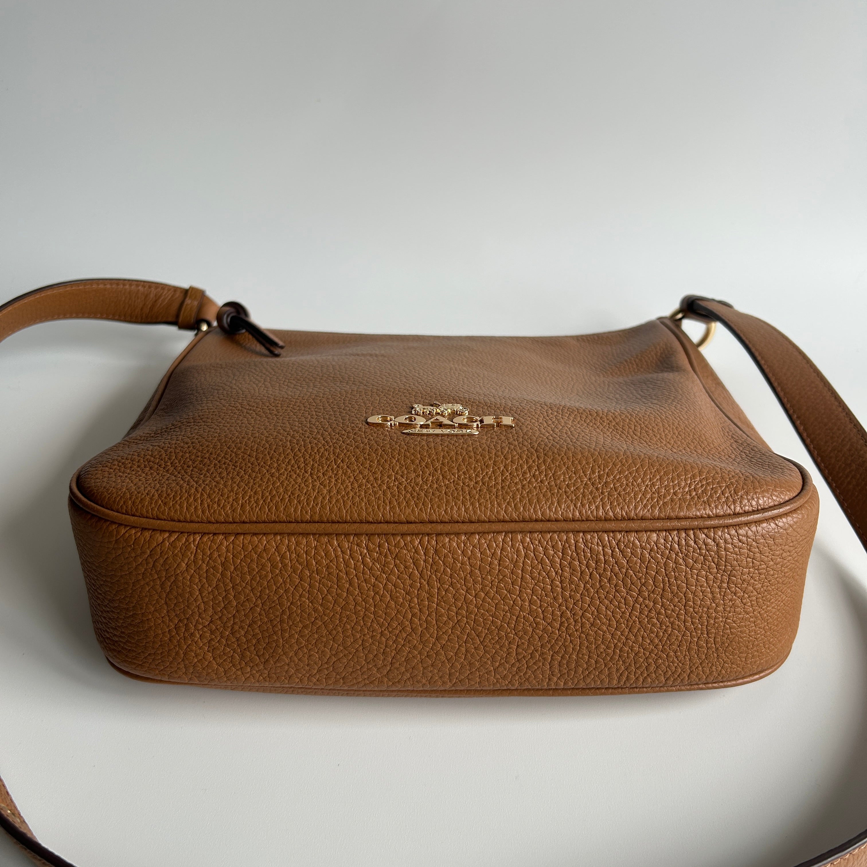 Coach Ellie File Bag Saddle Brown Pebbled Leather Crossbody C1648 Excellent