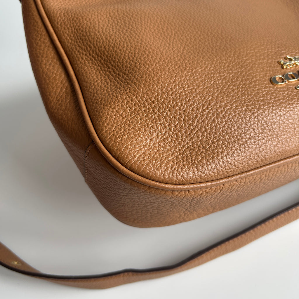 Coach Ellie File Bag Saddle Brown Pebbled Leather Crossbody C1648 Excellent
