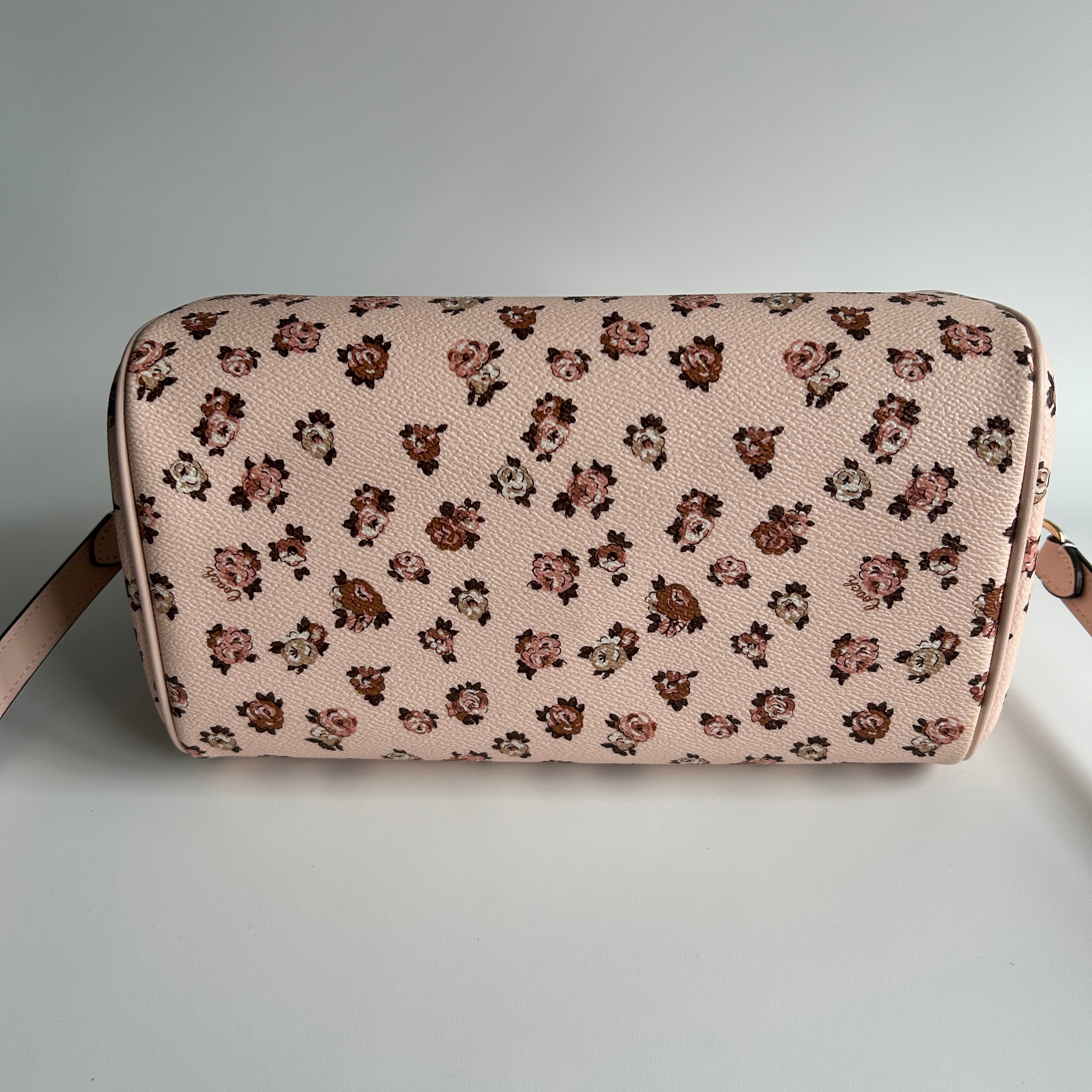 Coach Rowan Satchel Rose Print Pink Leather Satchel Bag GOOD