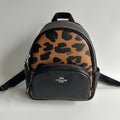 Coach Mini Court Leopard Signature Canvas Leather Backpack CC757 Excellent