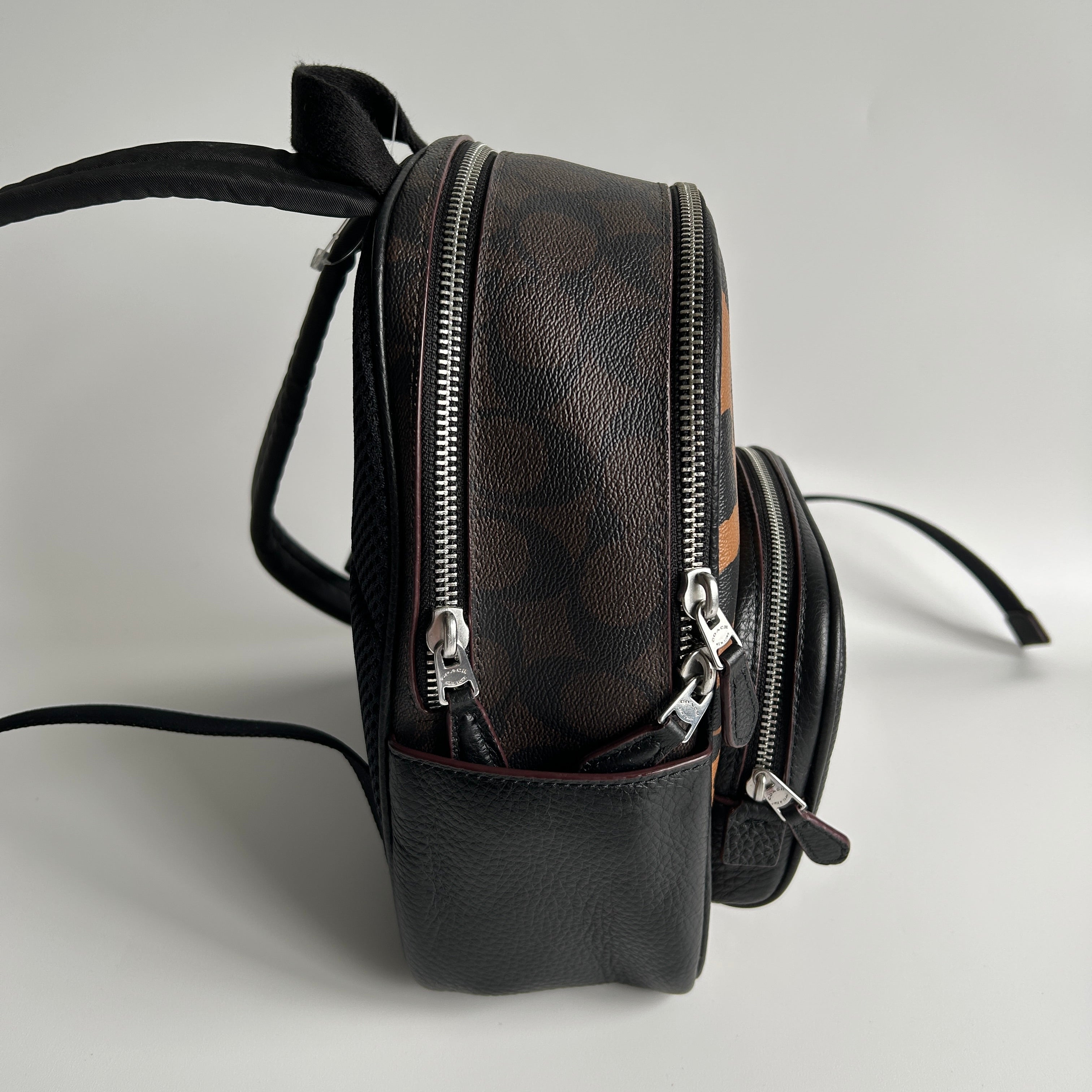Coach Mini Court Leopard Signature Canvas Leather Backpack CC757 Excellent