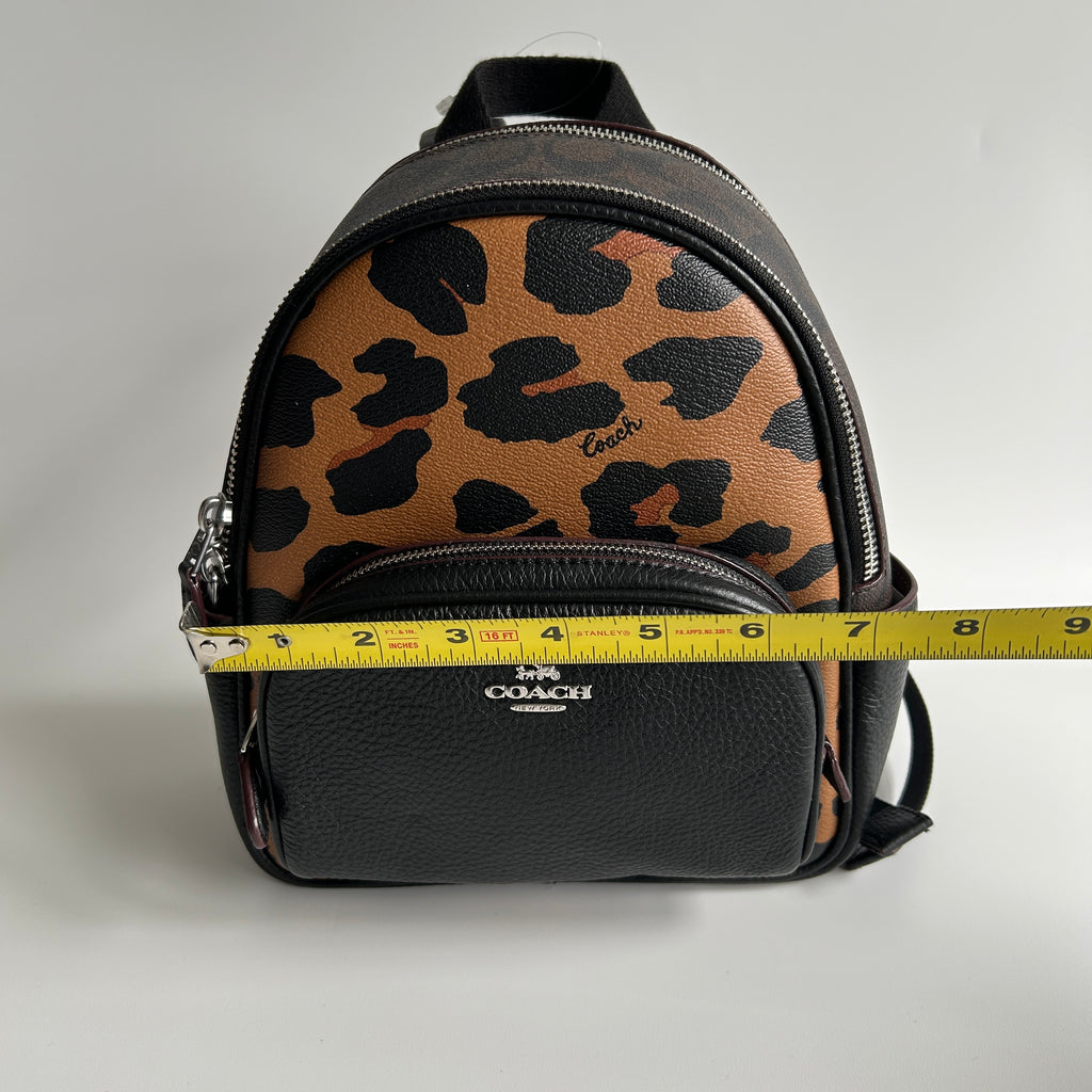 Coach Mini Court Leopard Signature Canvas Leather Backpack CC757 Excellent