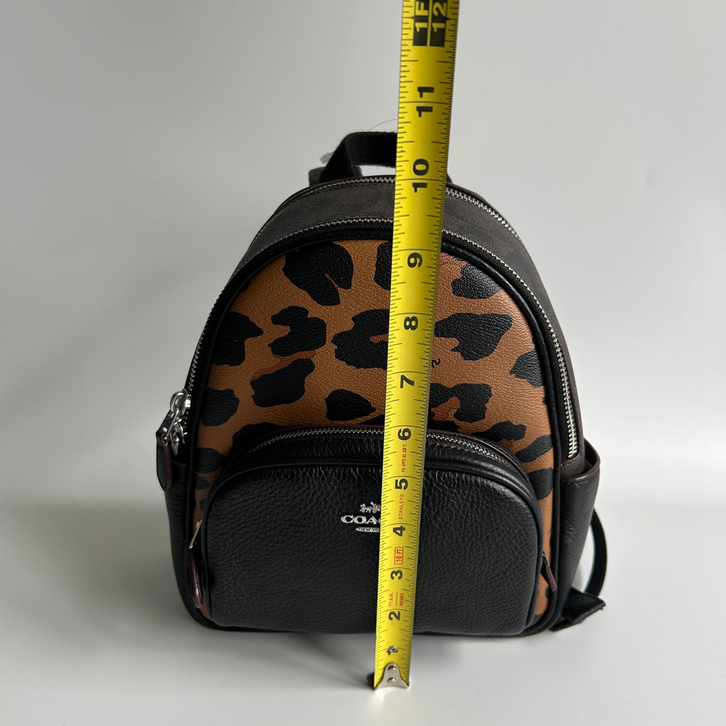 Coach Mini Court Leopard Signature Canvas Leather Backpack CC757 Excellent
