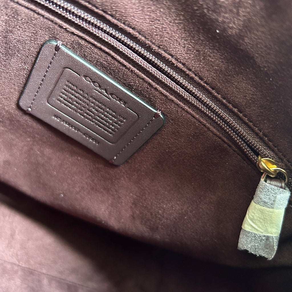 Coach Kleo Backpack Brown Black Signature Canvas Suede C5648 Excellent
