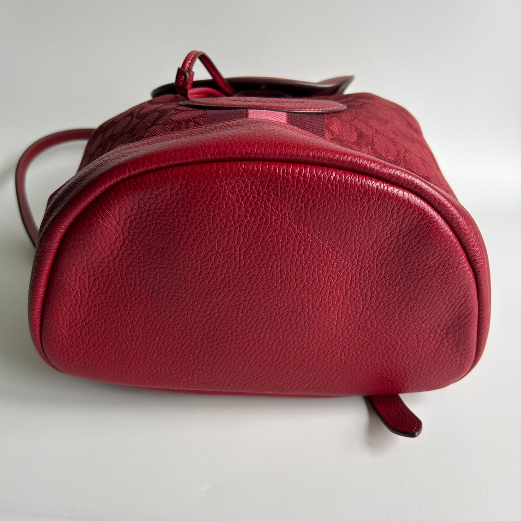 Coach Dempsey Red Apple Signature Jacquard Leather Backpack NEW