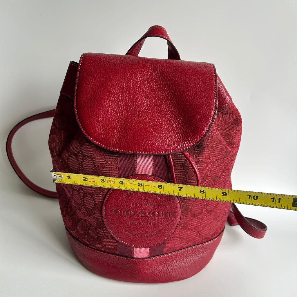 Coach Dempsey Red Apple Signature Jacquard Leather Backpack NEW