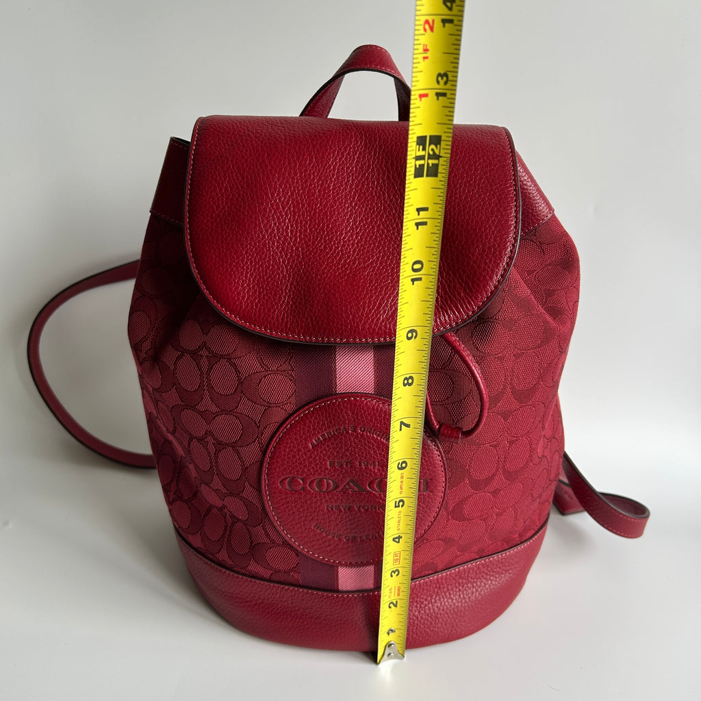Coach Dempsey Red Apple Signature Jacquard Leather Backpack NEW