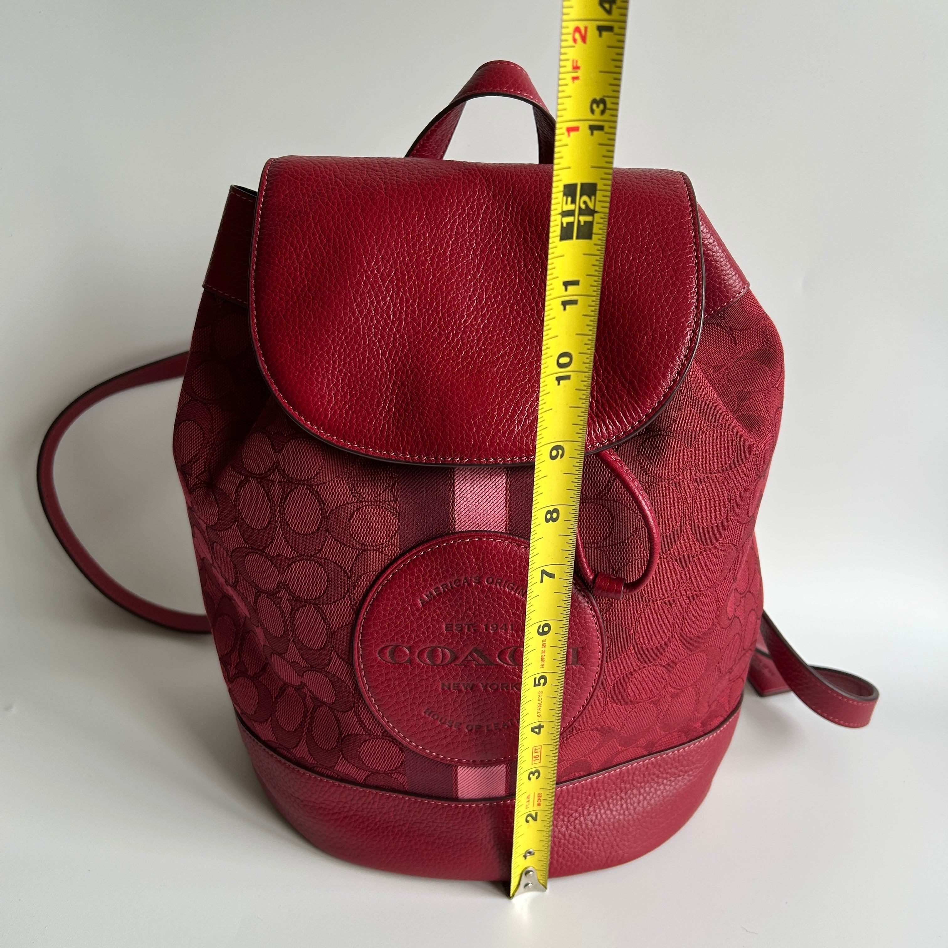 Coach Dempsey Red Apple Signature Jacquard Leather Backpack NEW