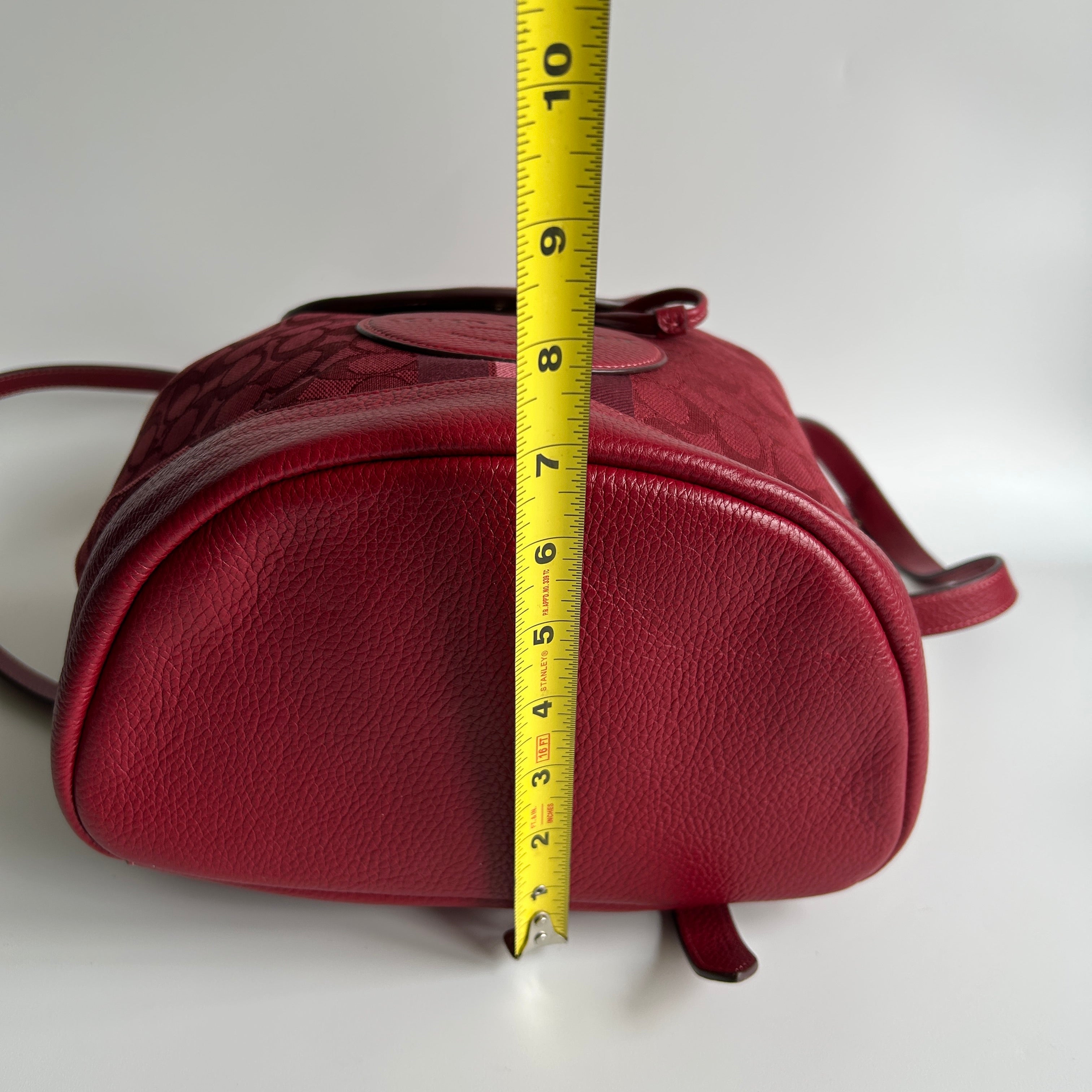 Coach Dempsey Red Apple Signature Jacquard Leather Backpack NEW