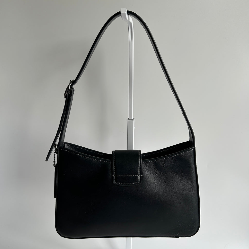 Coach Eliza Black Leather Shoulder Bag CAA93 Good Condition