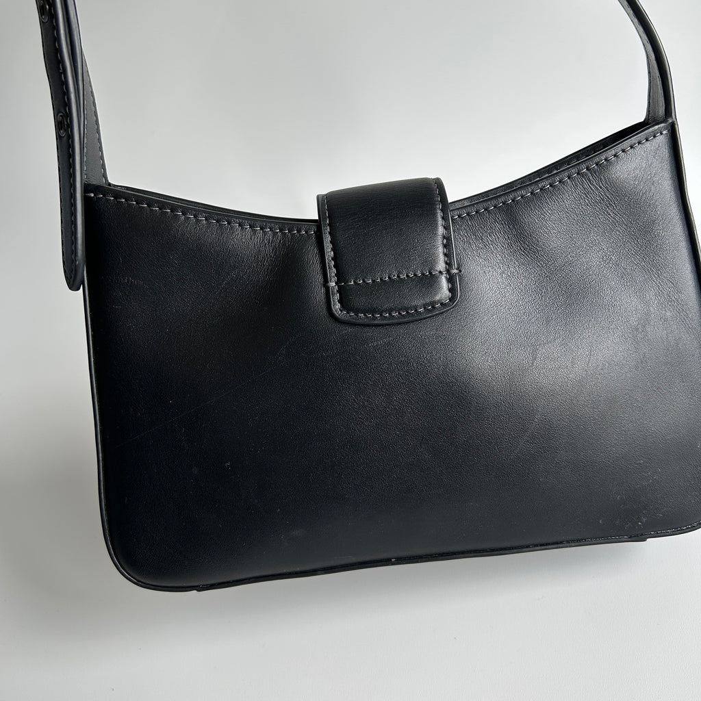 Coach Eliza Black Leather Shoulder Bag CAA93 Good Condition