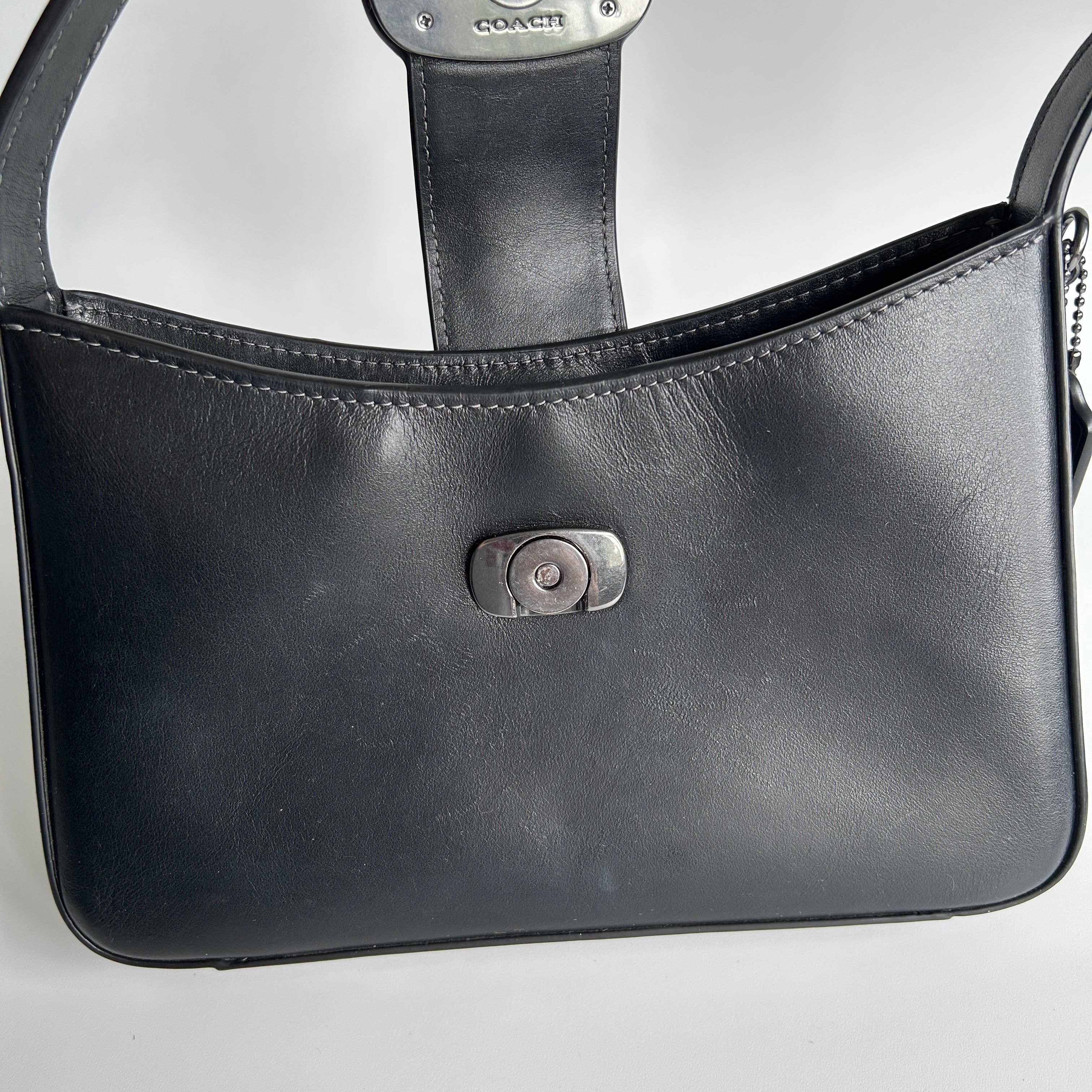Coach Eliza Black Leather Shoulder Bag CAA93 Good Condition