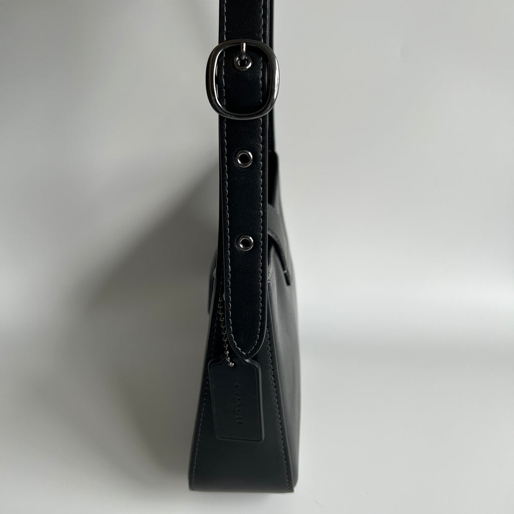 Coach Eliza Black Leather Shoulder Bag CAA93 Good Condition