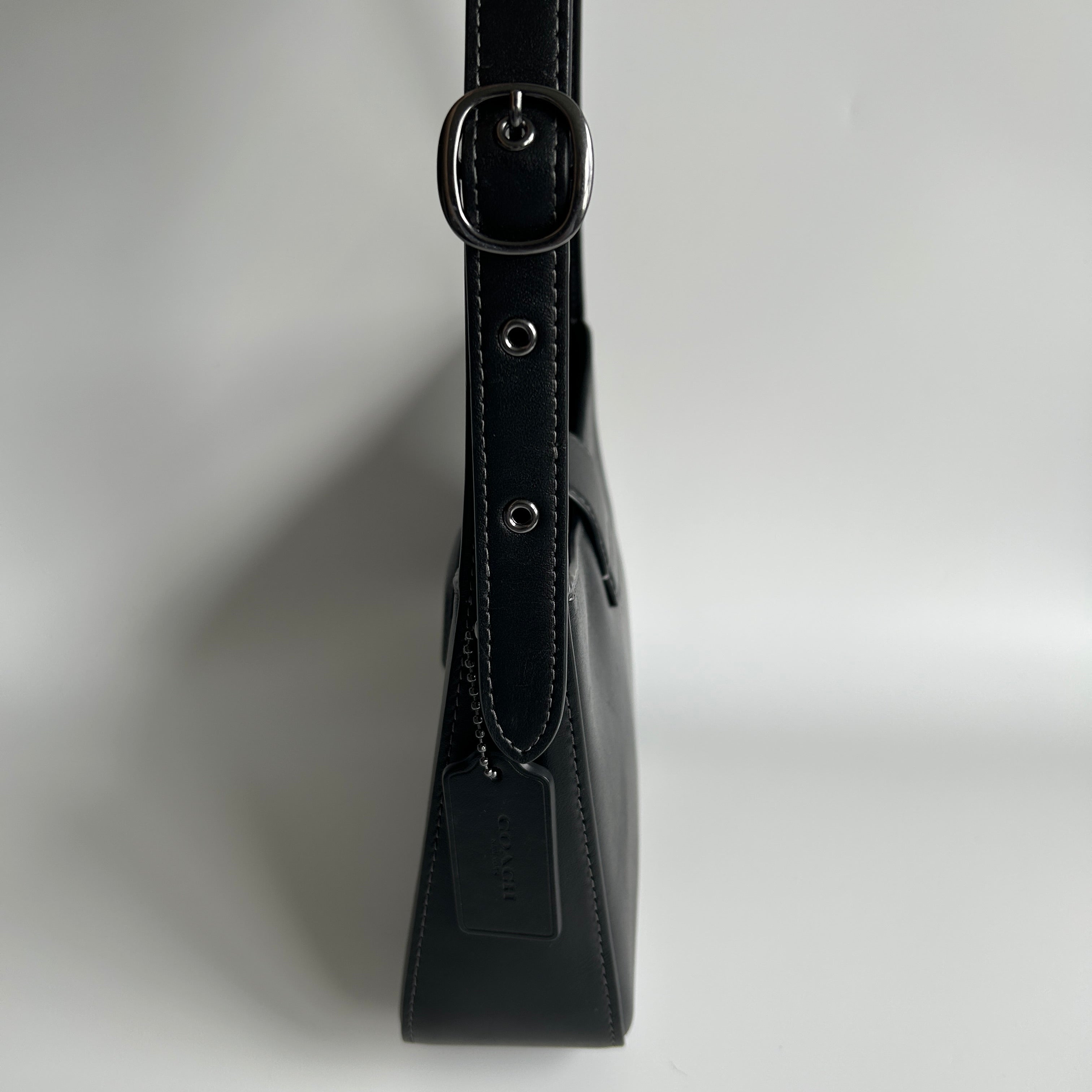 Coach Eliza Black Leather Shoulder Bag CAA93 Good Condition