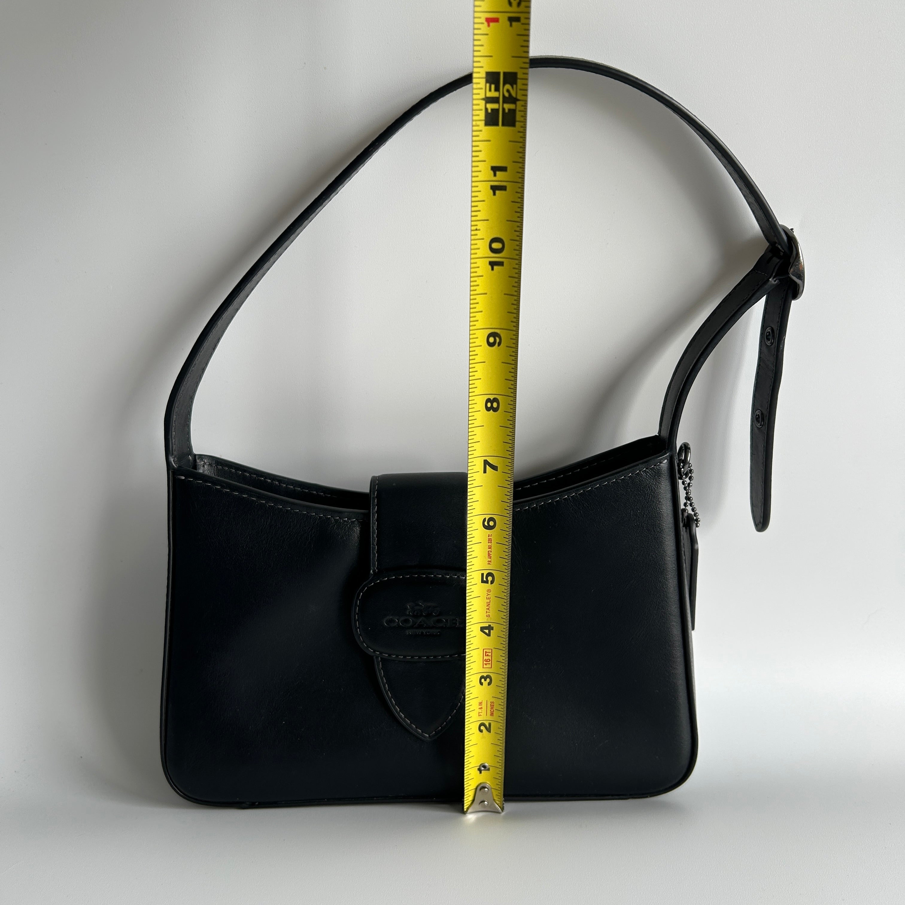 Coach Eliza Black Leather Shoulder Bag CAA93 Good Condition