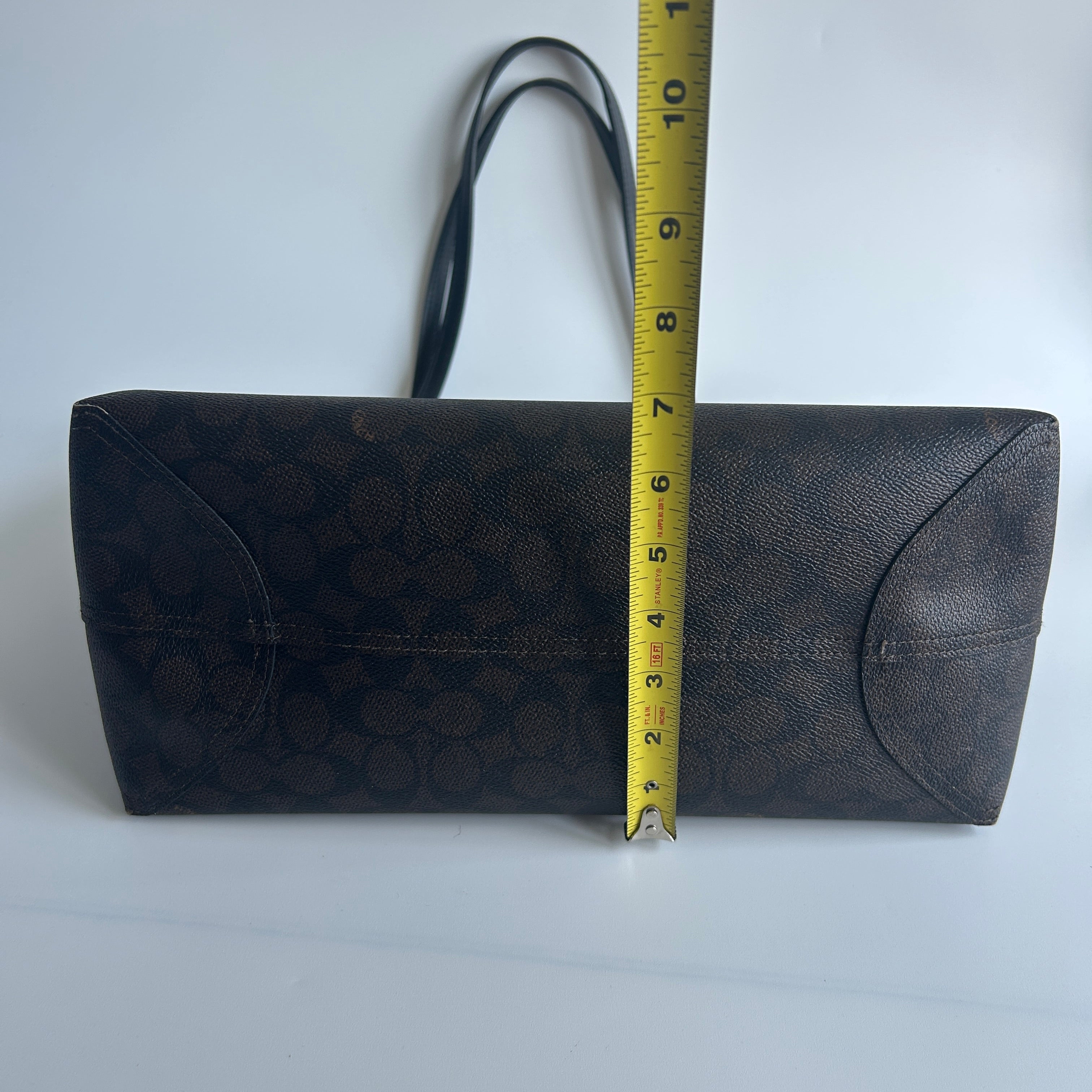 Coach City Tote Brown Signature Canvas Leather Bag 5696 Good
