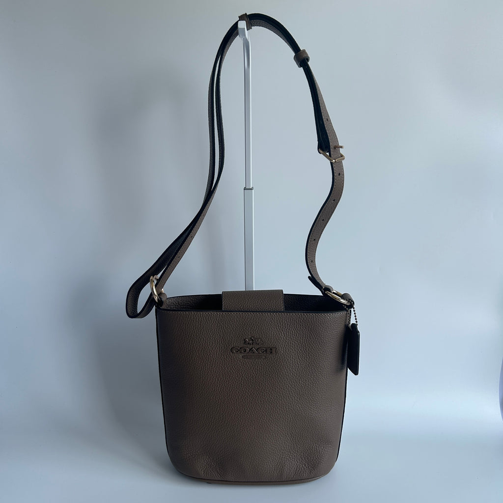 Coach Sophie Bucket Bag Dark Stone Pebbled Leather CR153 Excellent