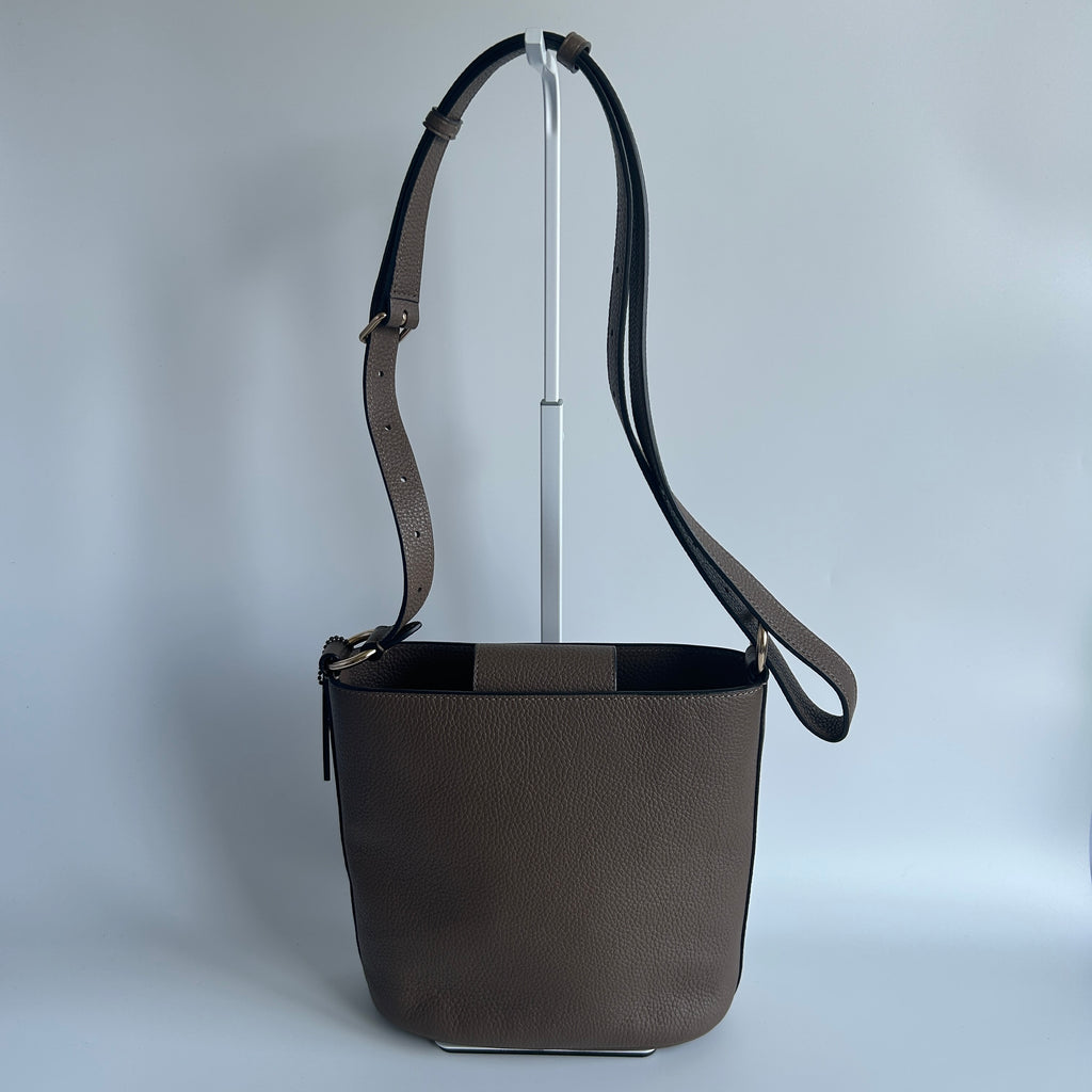 Coach Sophie Bucket Bag Dark Stone Pebbled Leather CR153 Excellent