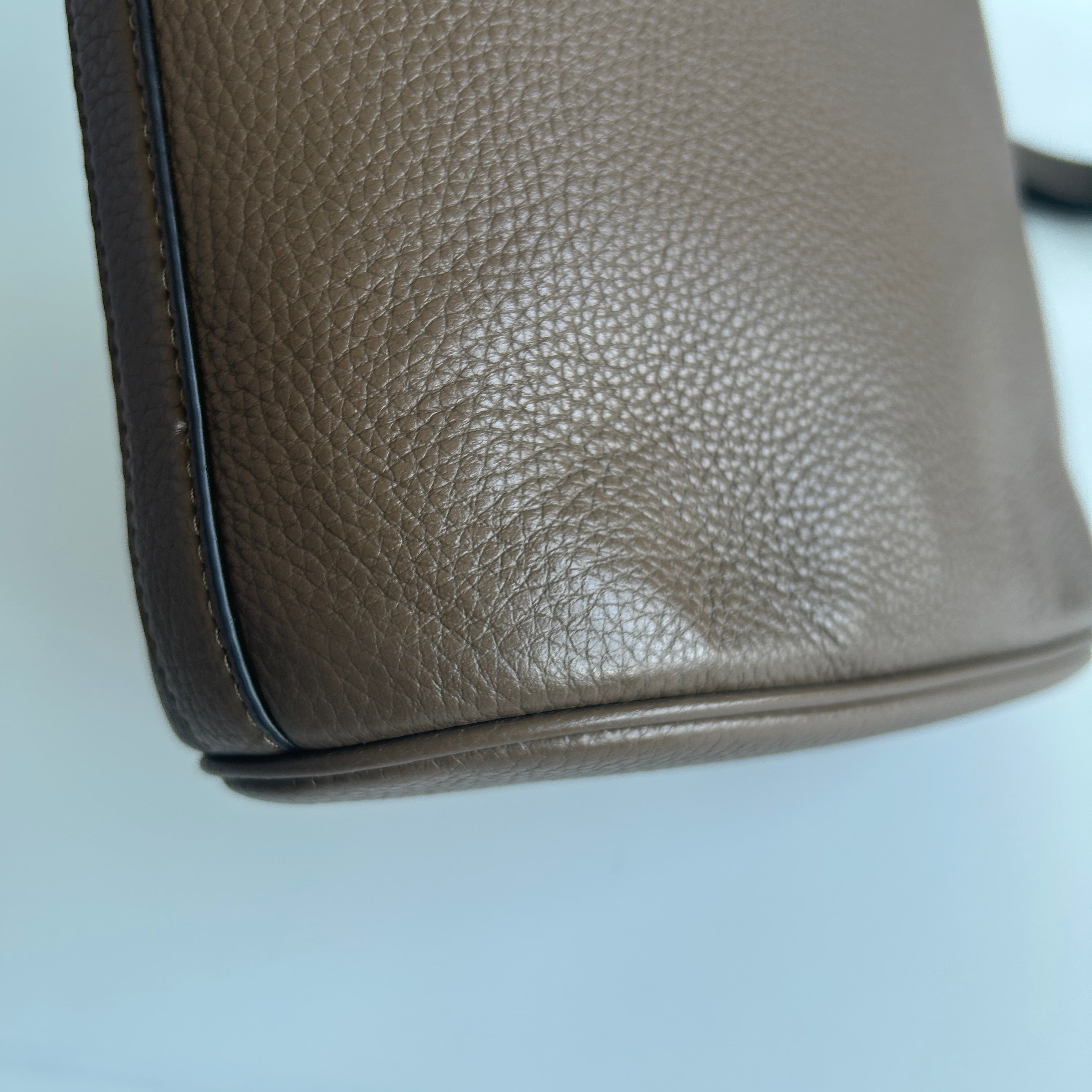Coach Sophie Bucket Bag Dark Stone Pebbled Leather CR153 Excellent