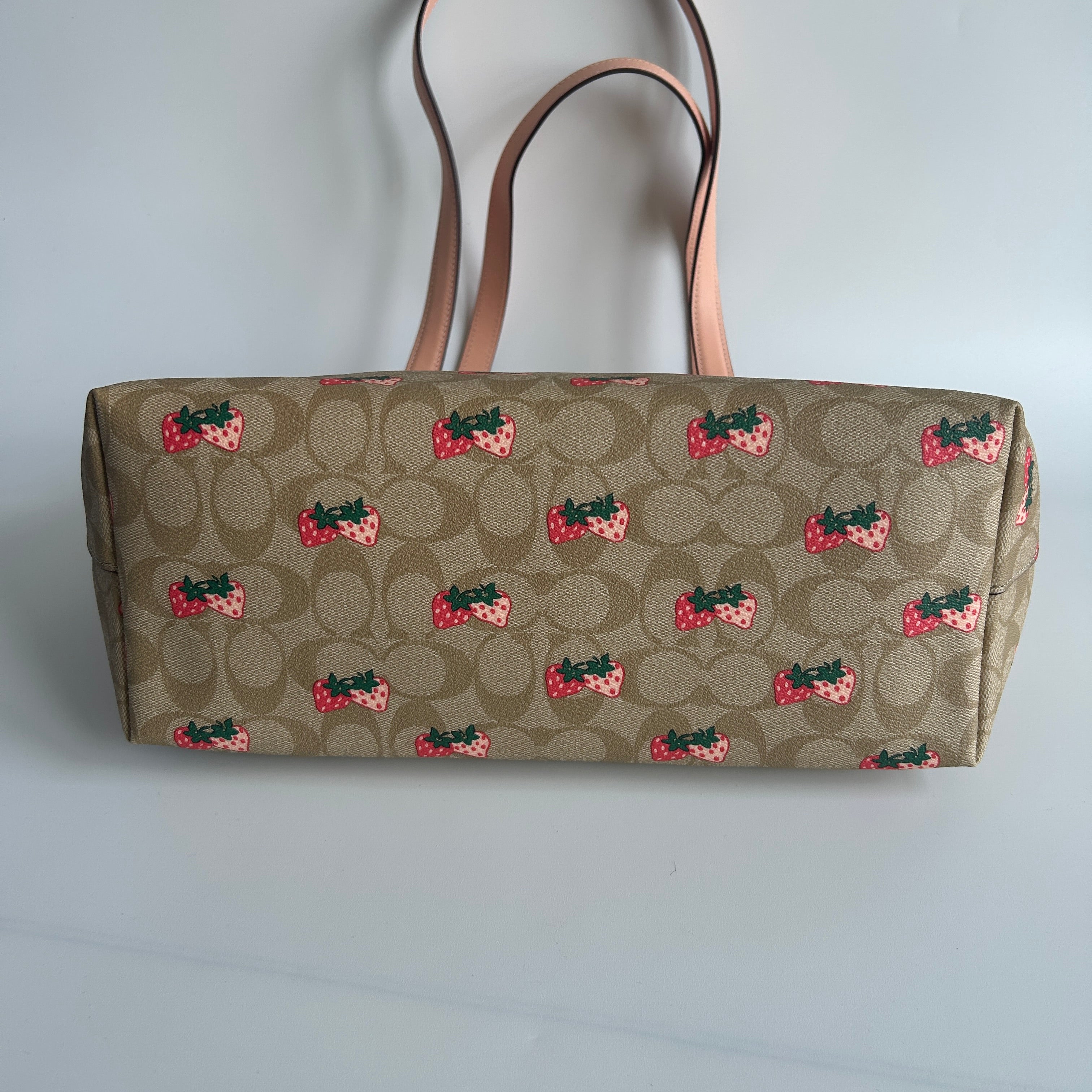 Coach Gallery Tote Strawberry Khaki Multi Canvas Leather Bag NEW