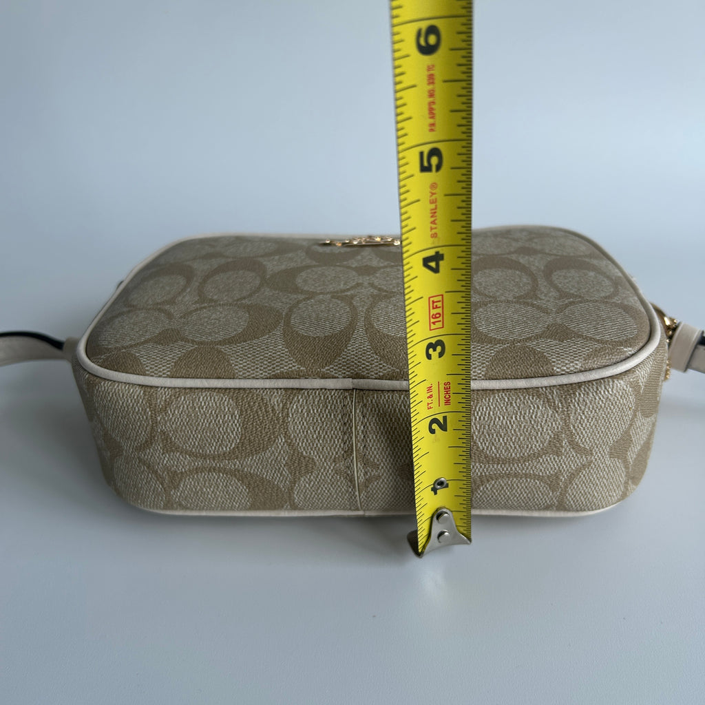 Coach Mini Jamie Camera Bag Chalk White Signature Canvas Crossbody Excellent