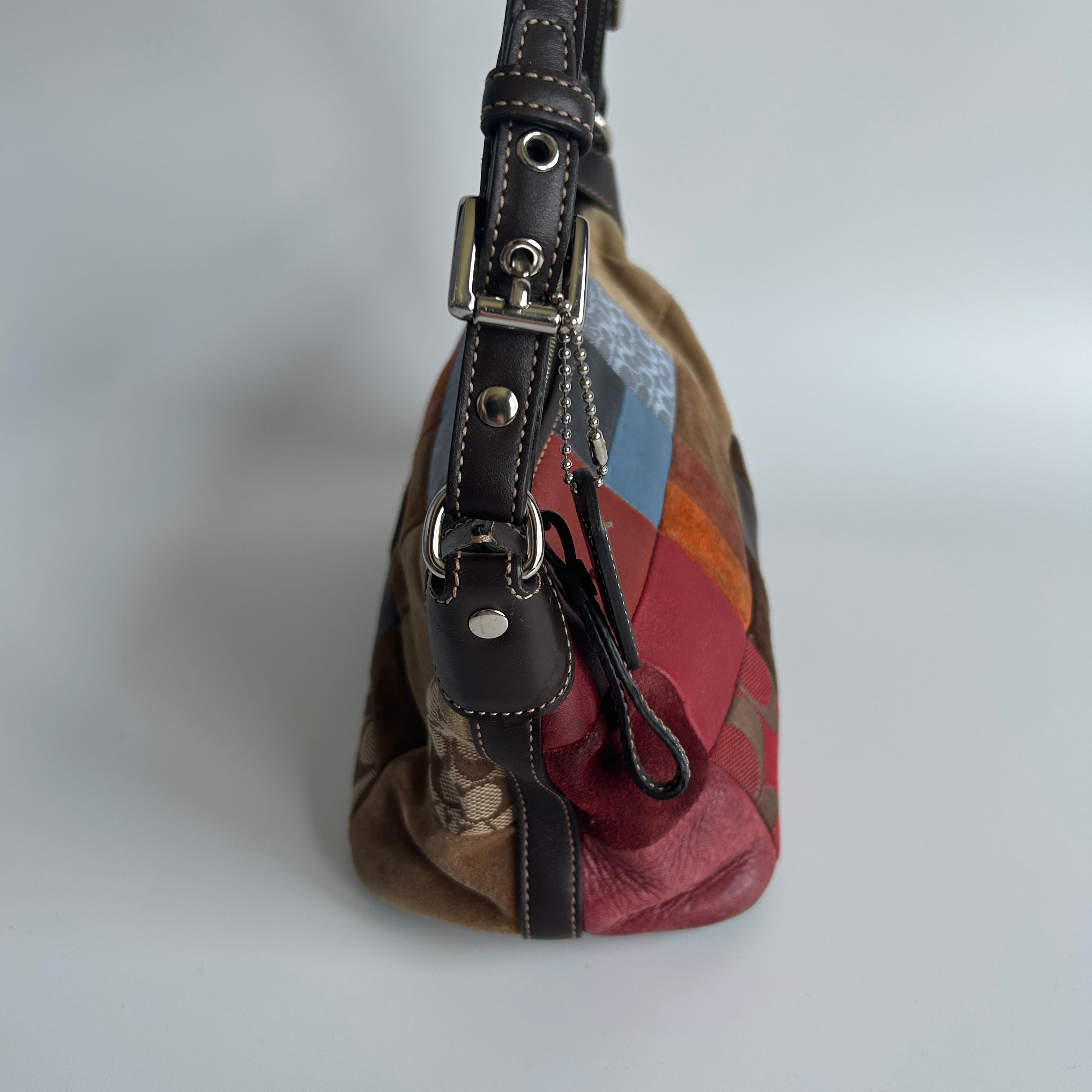 Coach Soho 7048 Patchwork Multi Leather Suede Shoulder Bag Good