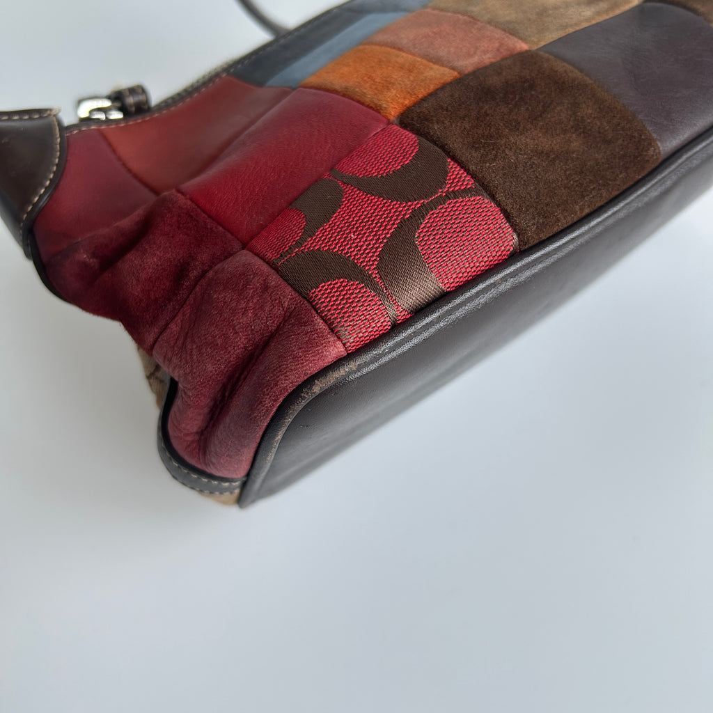 Coach Soho 7048 Patchwork Multi Leather Suede Shoulder Bag Good