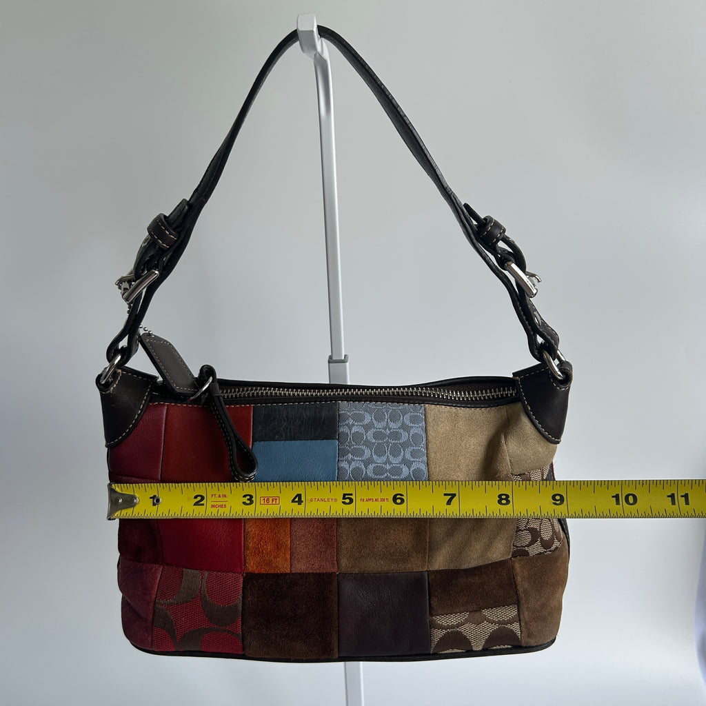 Coach Soho 7048 Patchwork Multi Leather Suede Shoulder Bag Good