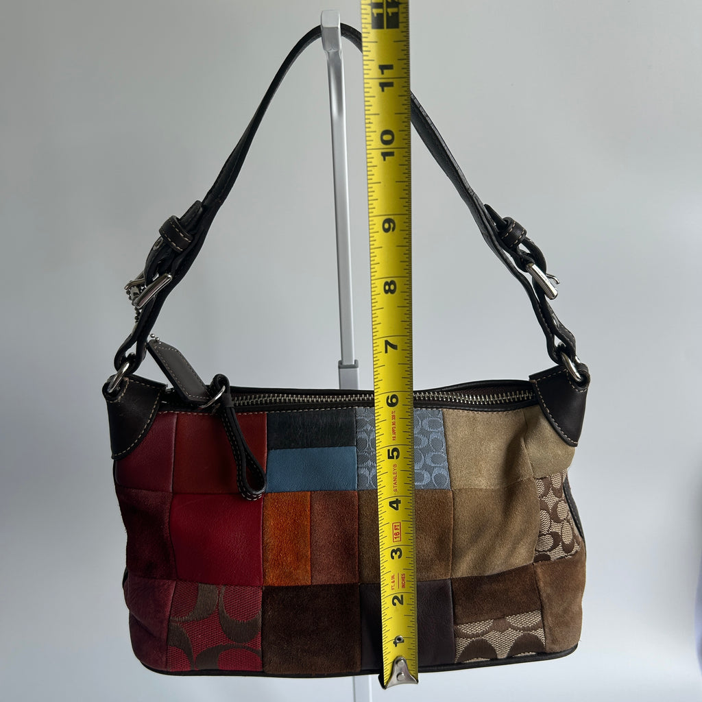 Coach Soho 7048 Patchwork Multi Leather Suede Shoulder Bag Good