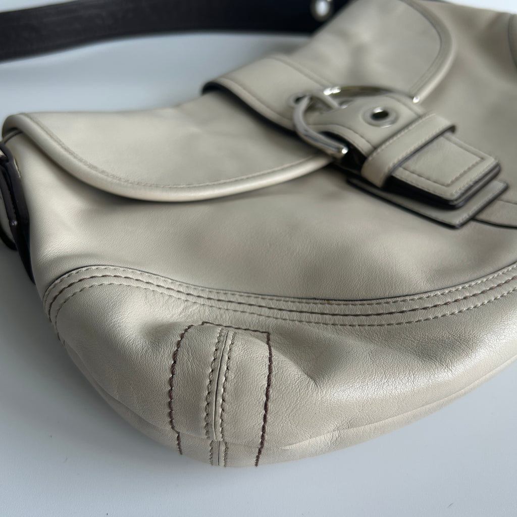 Coach Soho Flap Chalk White Leather Shoulder Bag F10909 Good