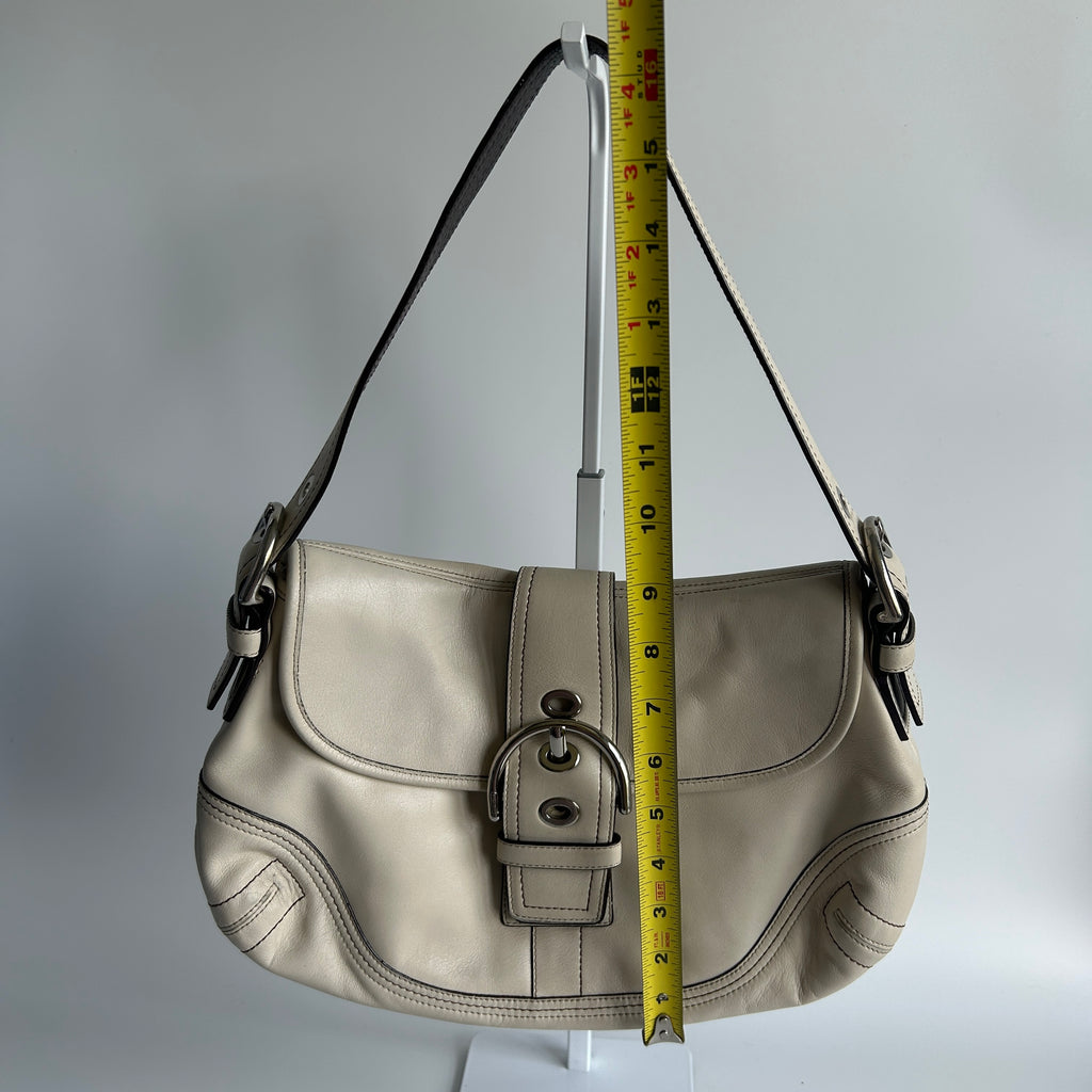 Coach Soho Flap Chalk White Leather Shoulder Bag F10909 Good